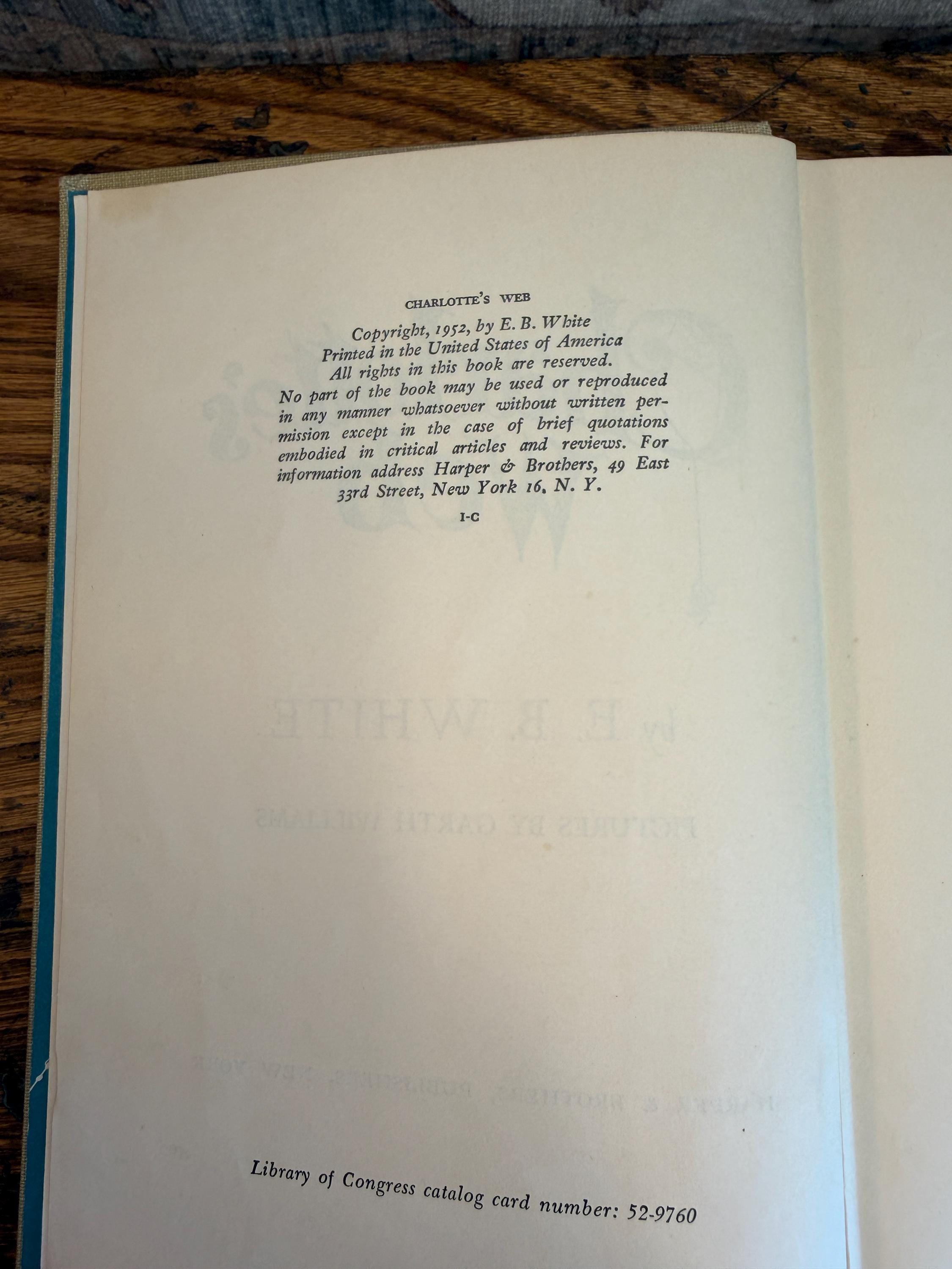 Charlotte’s Web by E.B. White | 1952 Illustrated Hardcover