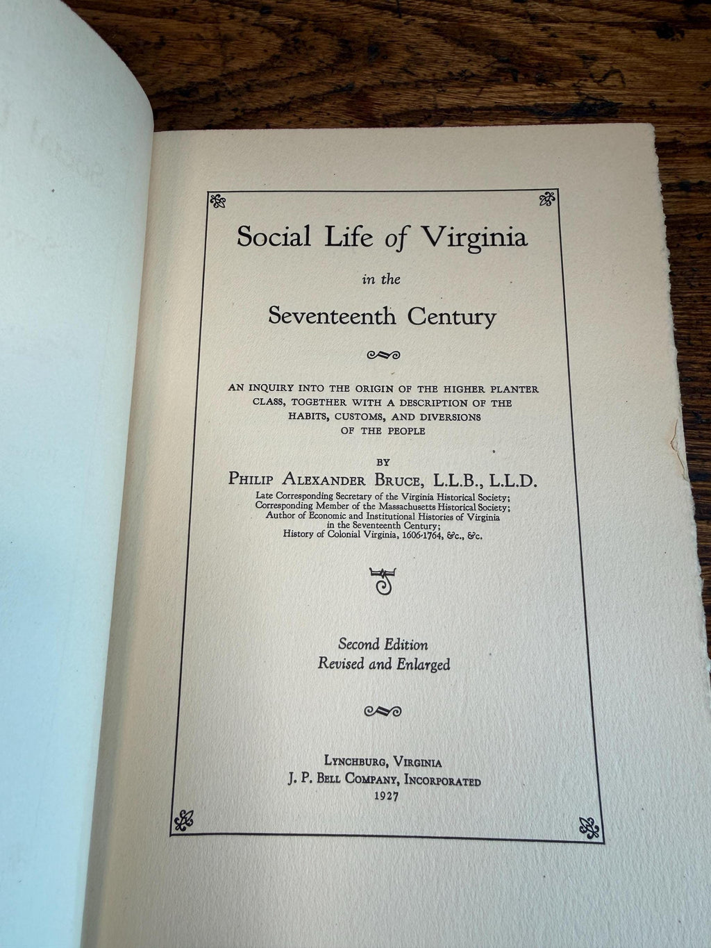 Social Life of Virginia in the Seventeenth Century by Philip Alexander Bruce | Hardcover 1927