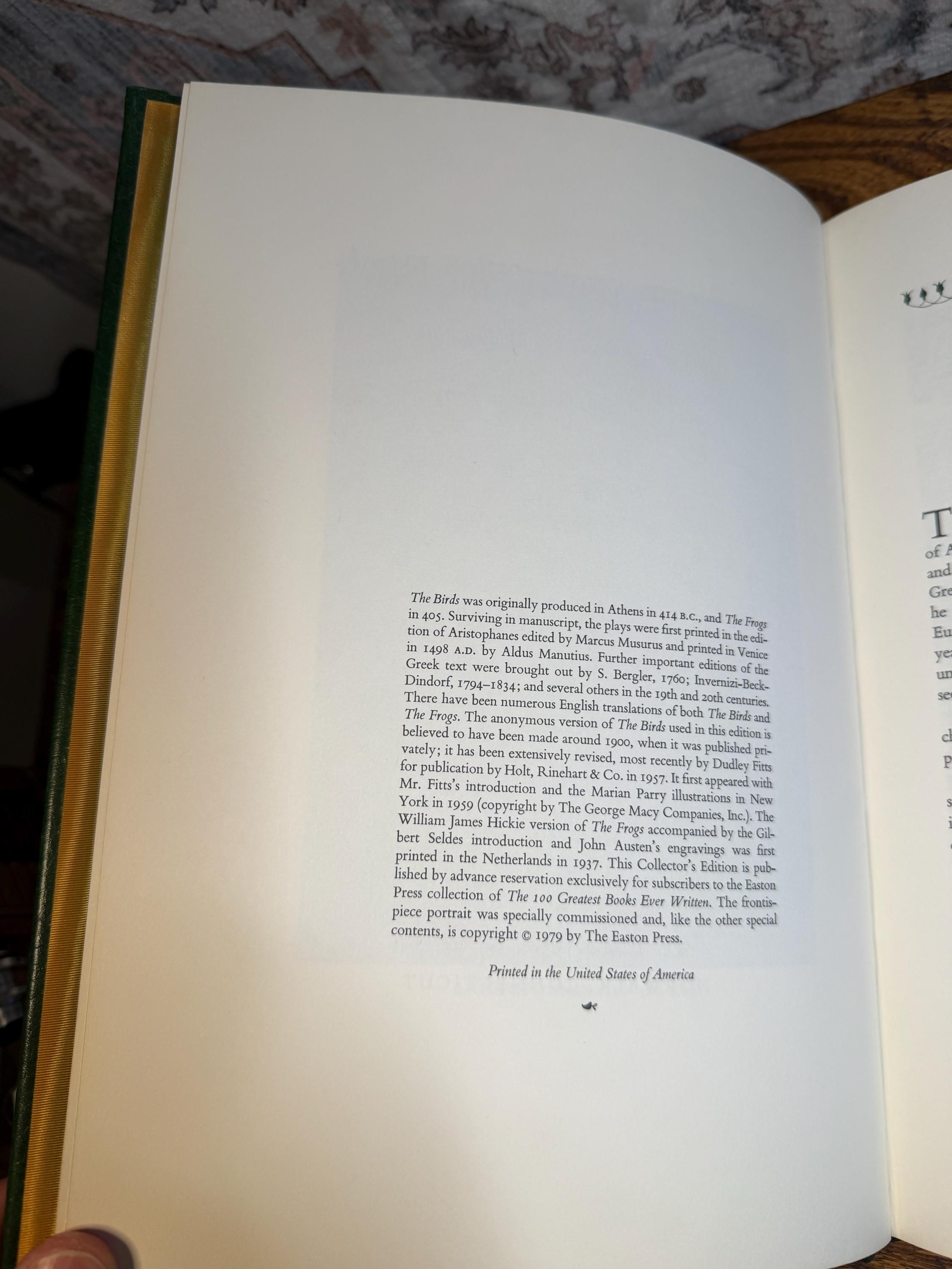 The Birds and The Frog’s by Aristophanes | Hardcover 1979