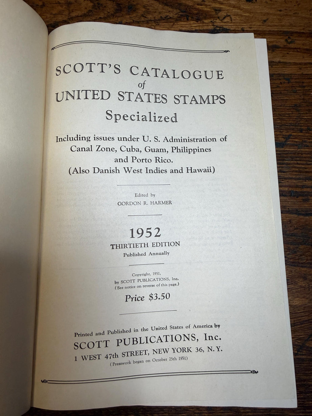 Scott’s US Stamp Catalogue Specialized | Hardcover 1952
