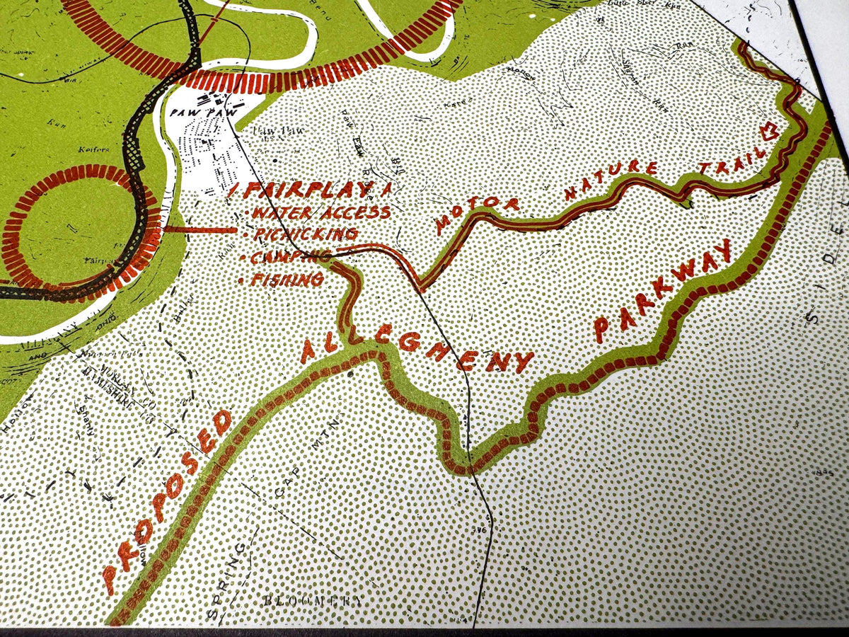 Vintage Paw Paw West Virginia Map 1966 | Potomac River and C&O Canal