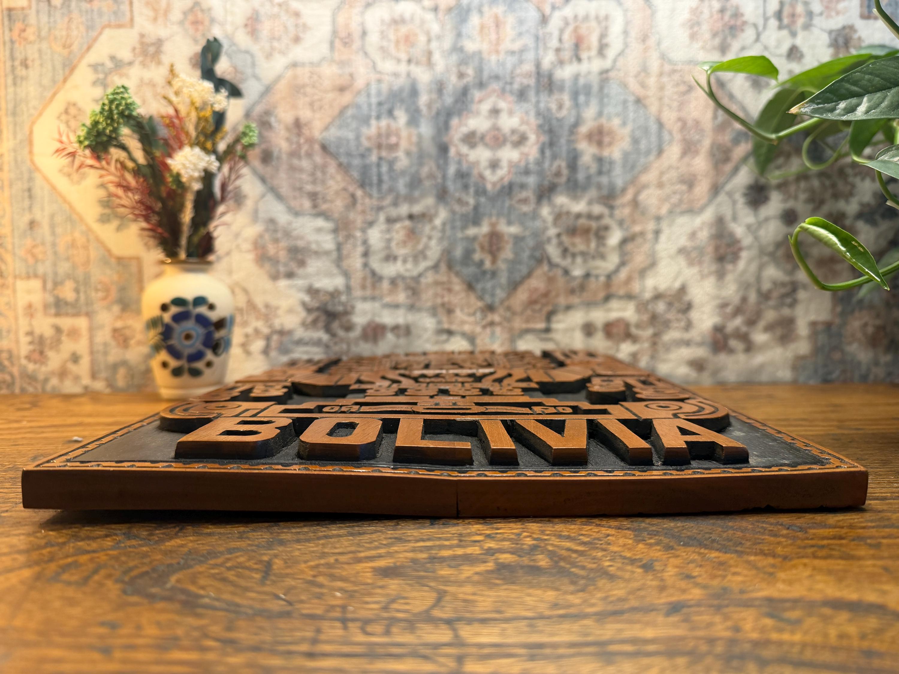 Bolivia Wall Art Carved Wood Plaque