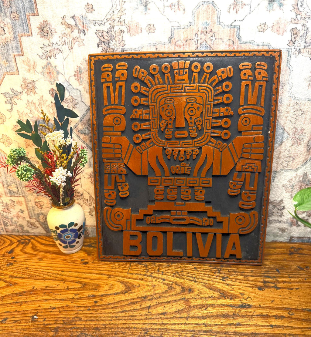 Bolivia Wall Art Carved Wood Plaque