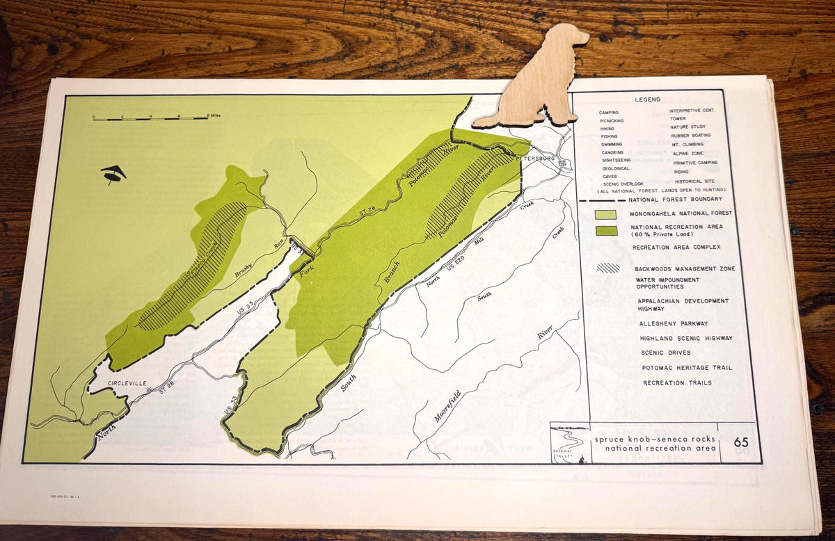 Vintage Seneca Rocks & Spruce Knob Map 1966 | Savage River Maryland West Virginia