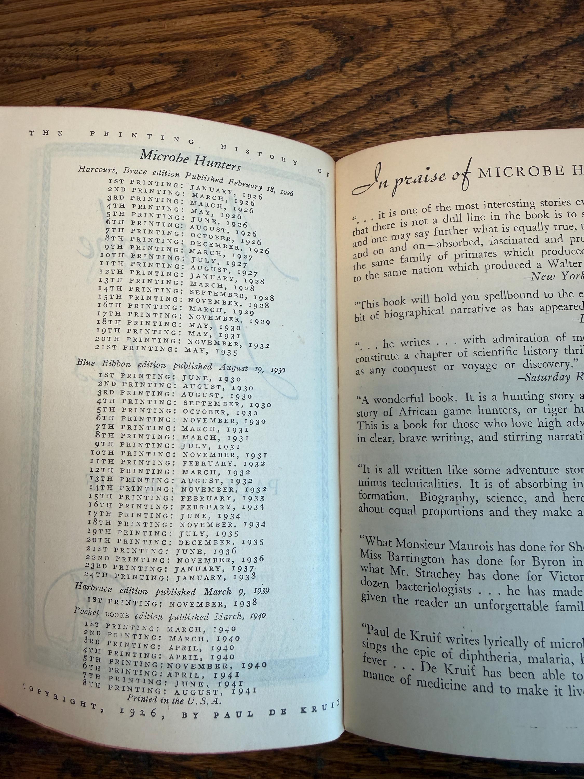 Microbe Hunters by Paul de Kruif | 1941 Paperback