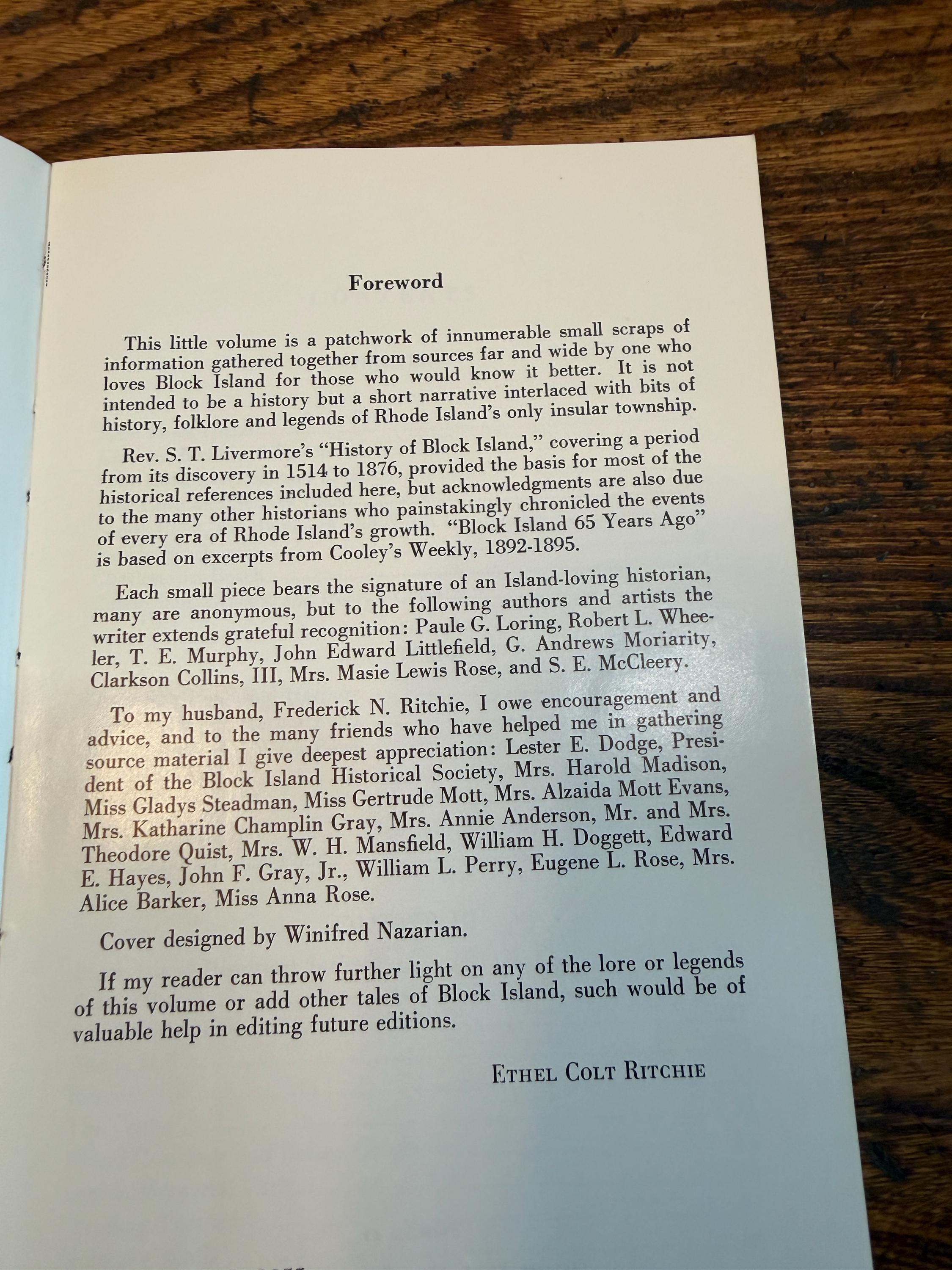 Block Island by Ethel Colt Ritchie | 1965 Paperback