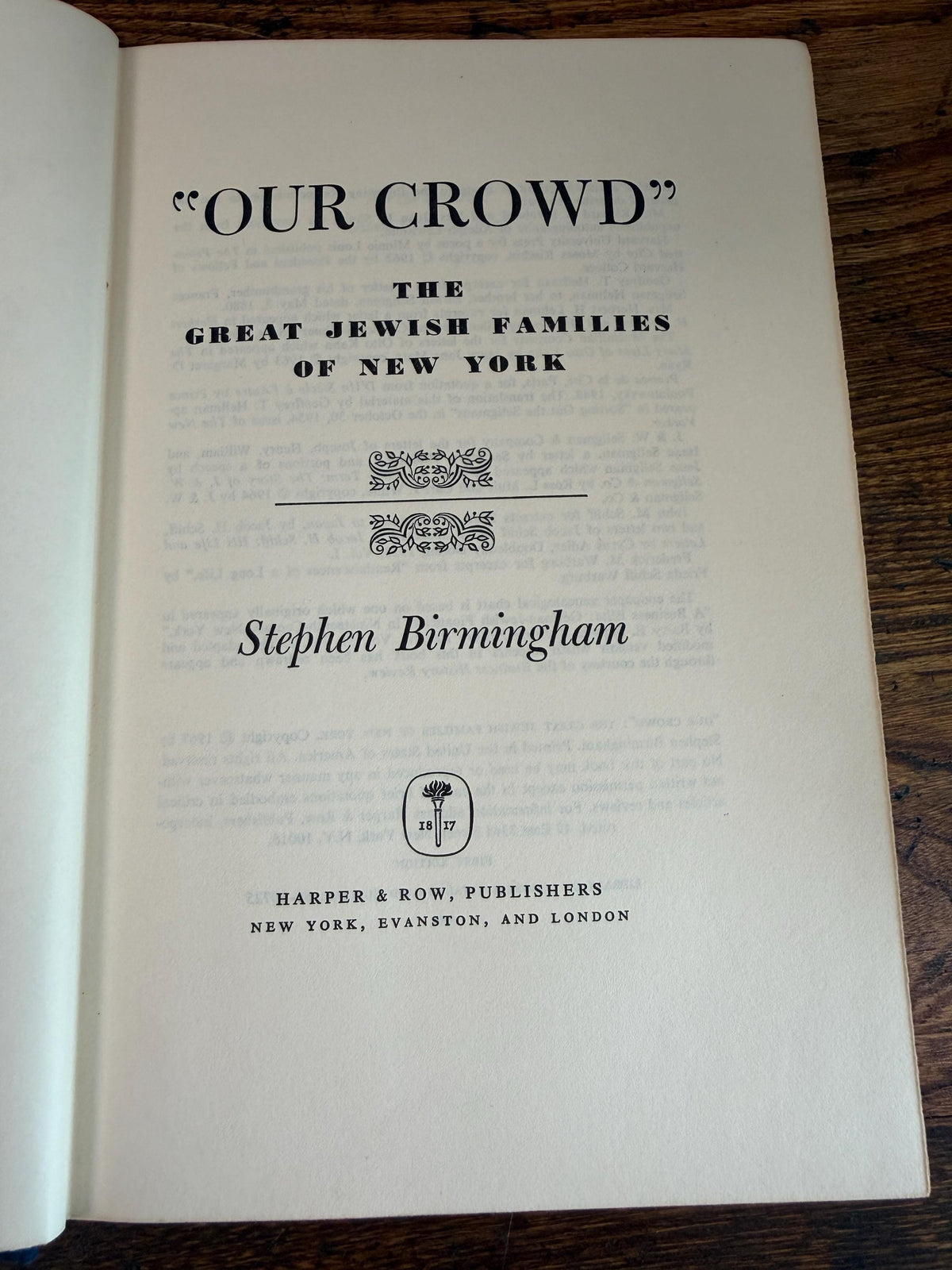 Our Crowd by Stephan Birmingham | 1967 Hardcover First Edition
