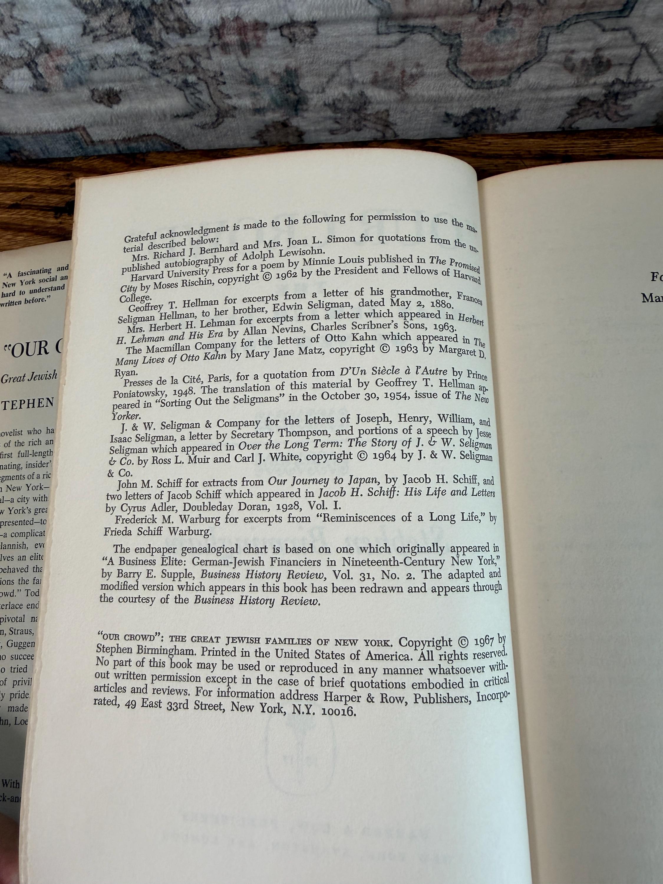 Our Crowd by Stephan Birmingham | 1967 Hardcover Book Club Edition
