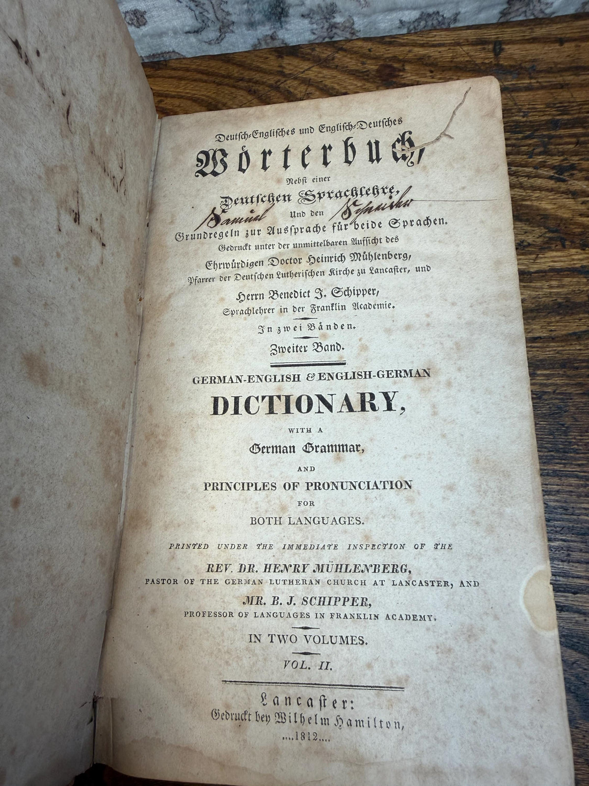 German to English Dictionary by Henry Muhlenberg | 1812 Hardcover