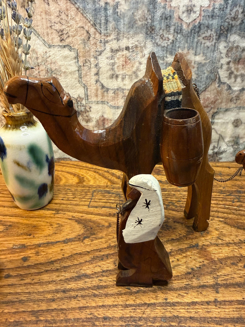 Vintage Hand Carved Wooden Camel Set | Folk Art Figurines