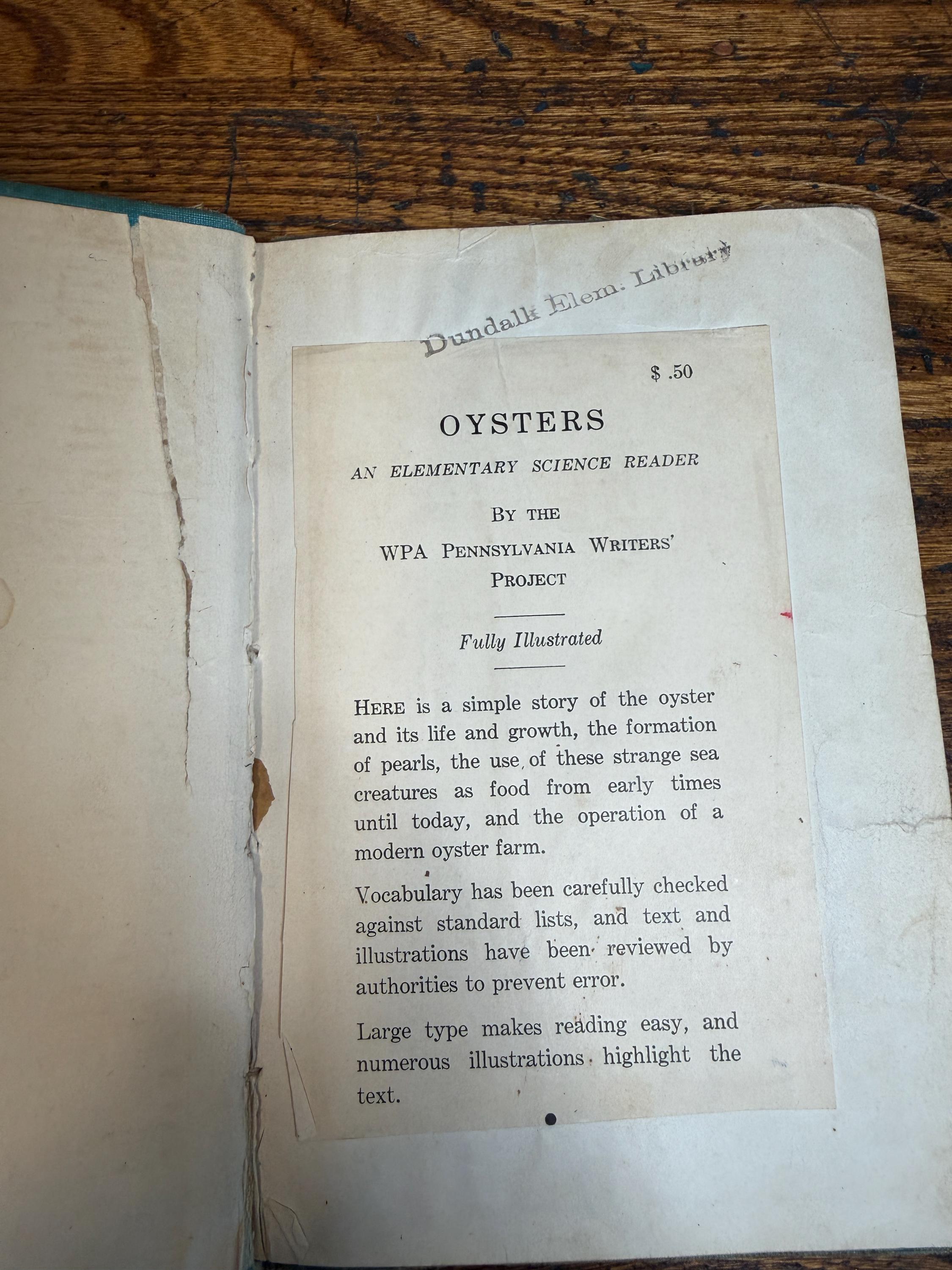 Oysters by WPA Pennsylvania Writers Project | 1941 Hardcover
