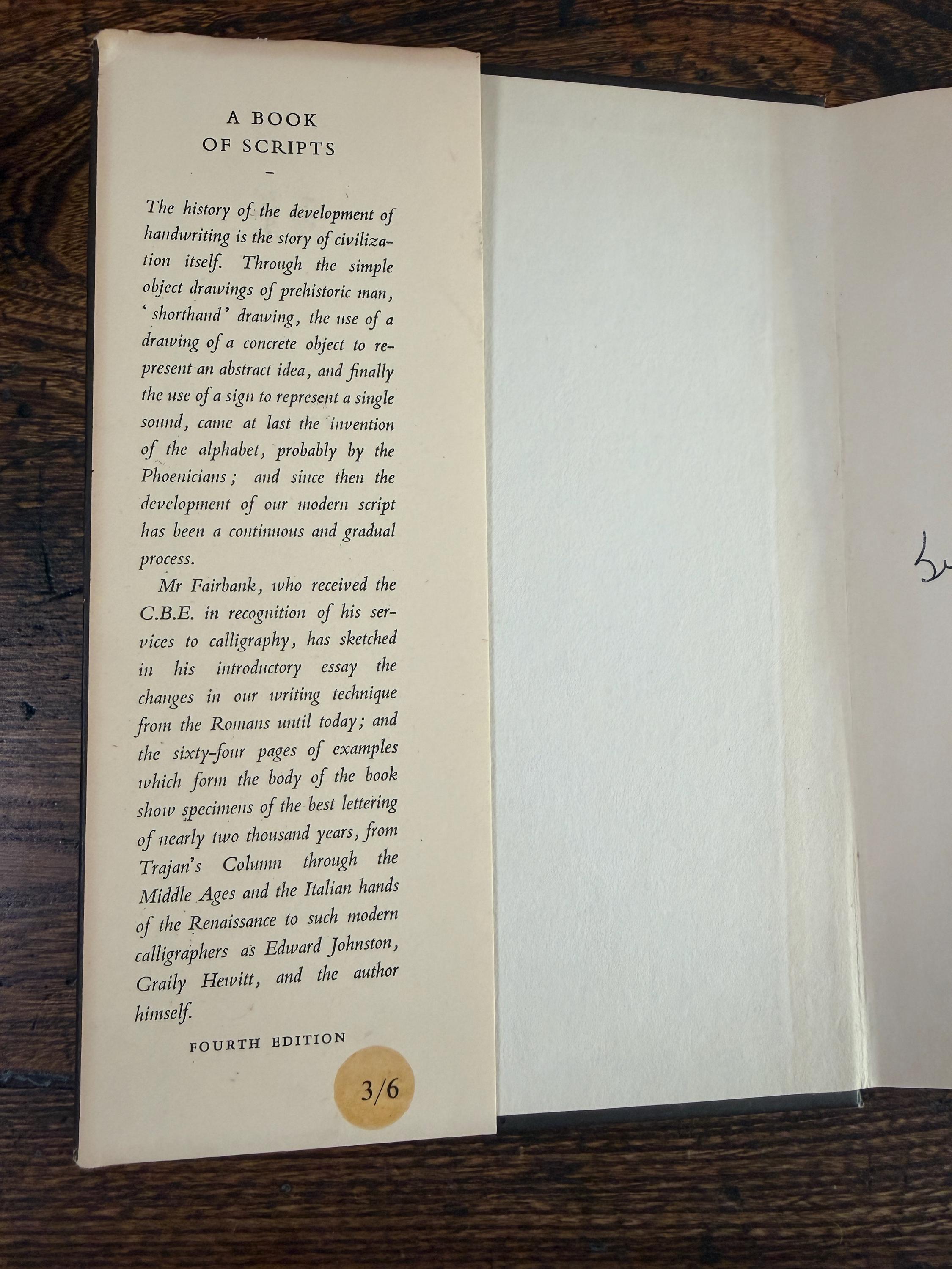 A Book of Scripts by Alfred Fairbank | 1960 Hardcover