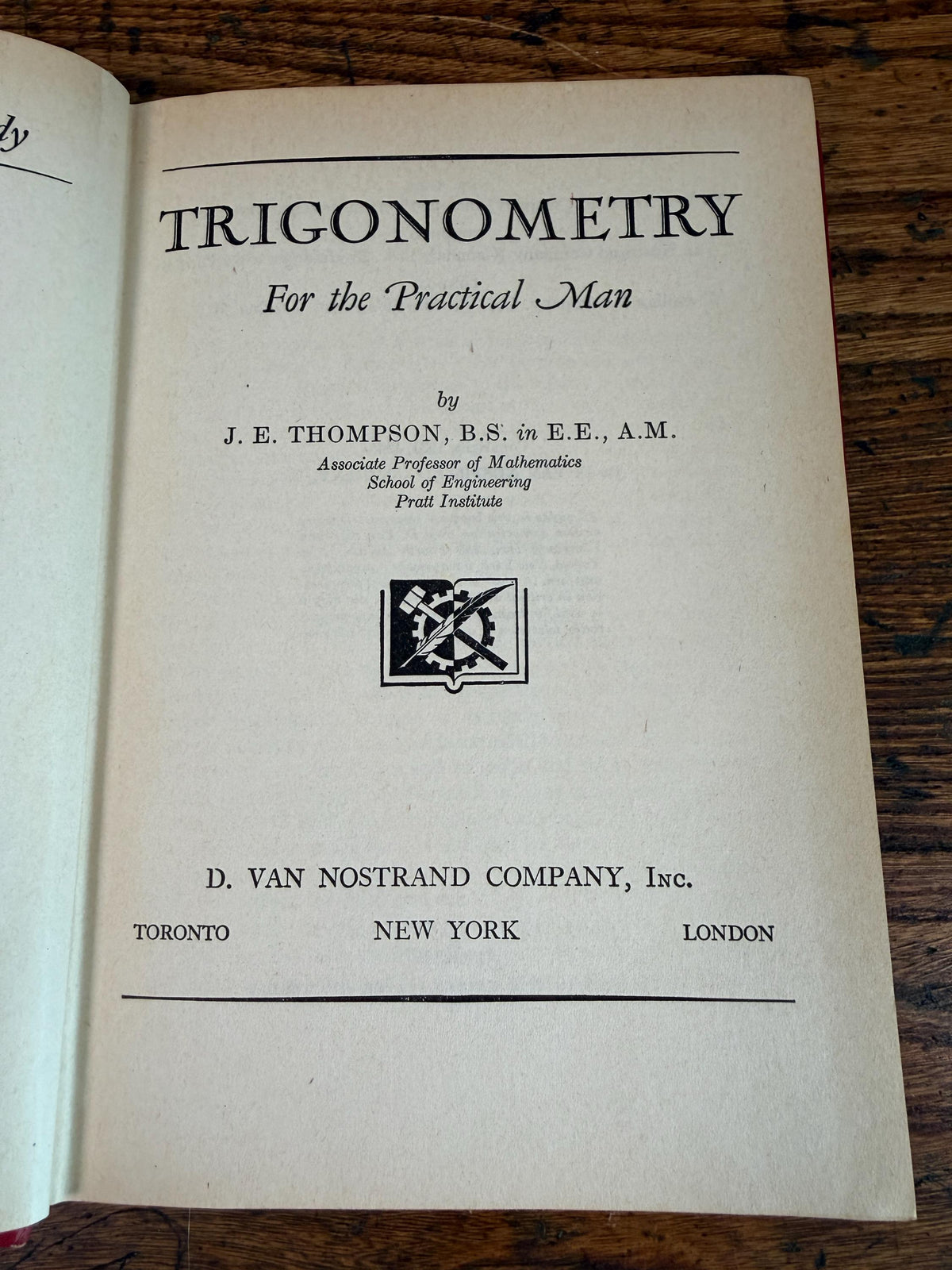 Mathematics For Self Study (Trigonometry) by J.E. Thompson | 1946 Hardcover Second Edition