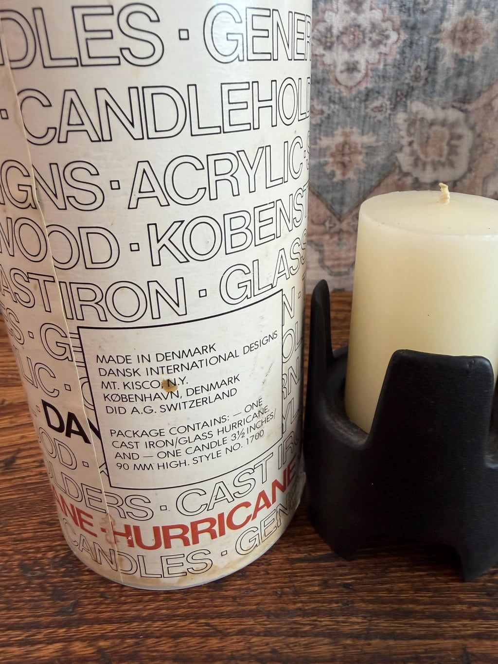 Dansk Glass & Cast Iron Hurricane Lamp