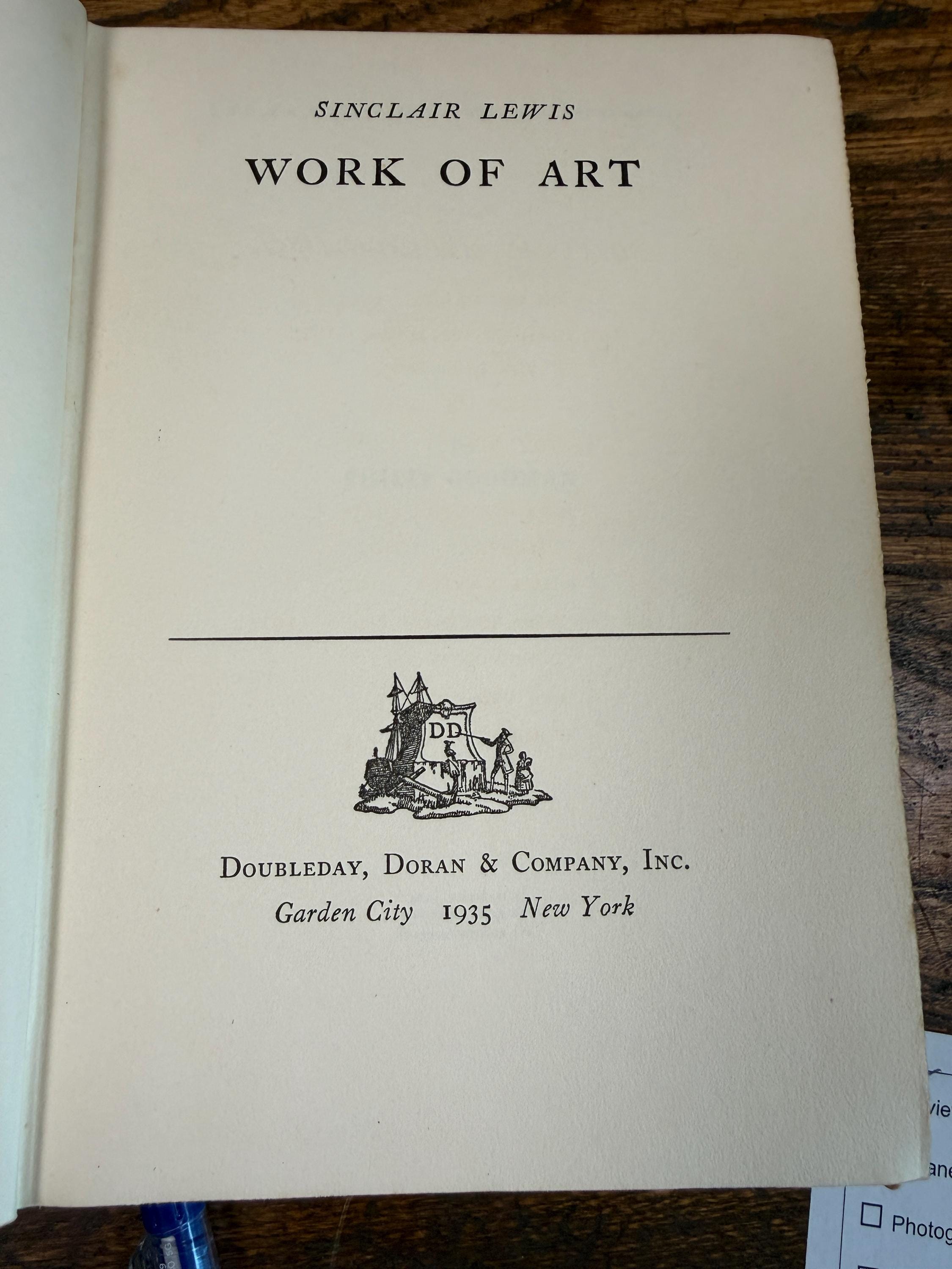 Work of Art by Sinclair Lewis | Hardcover 1936