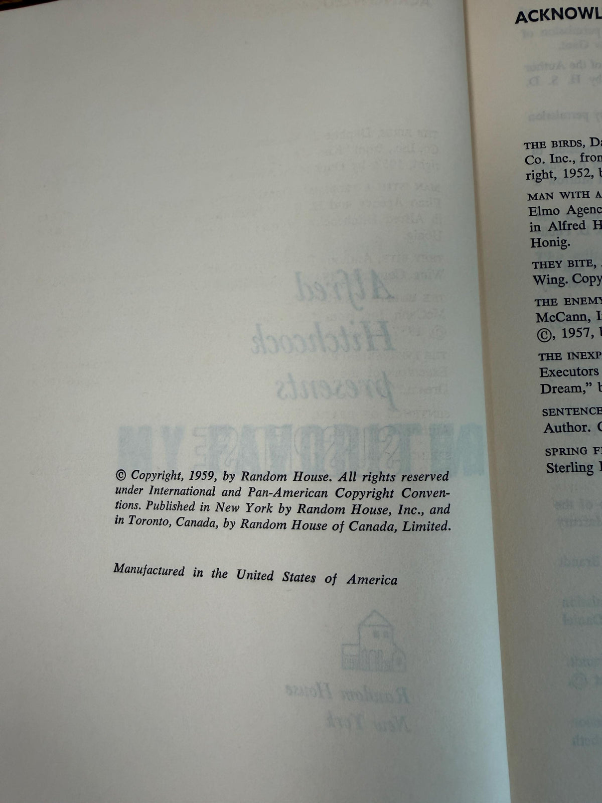 Alfred Hitchcock Presents: My Favorites in Suspense | Hardcover 1959