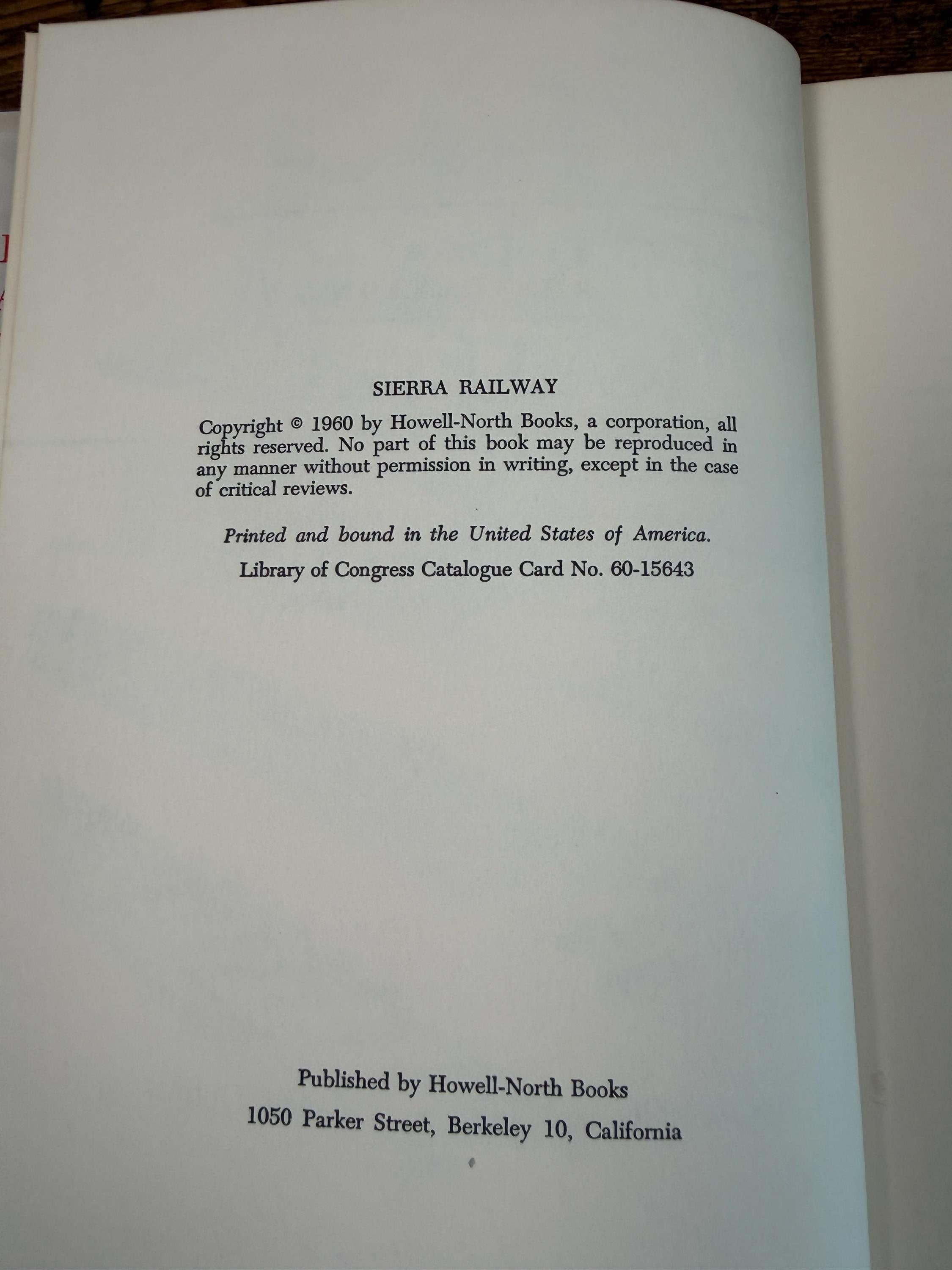 Sierra Railway by Dorothy Newell Deane | Hardcover 1960