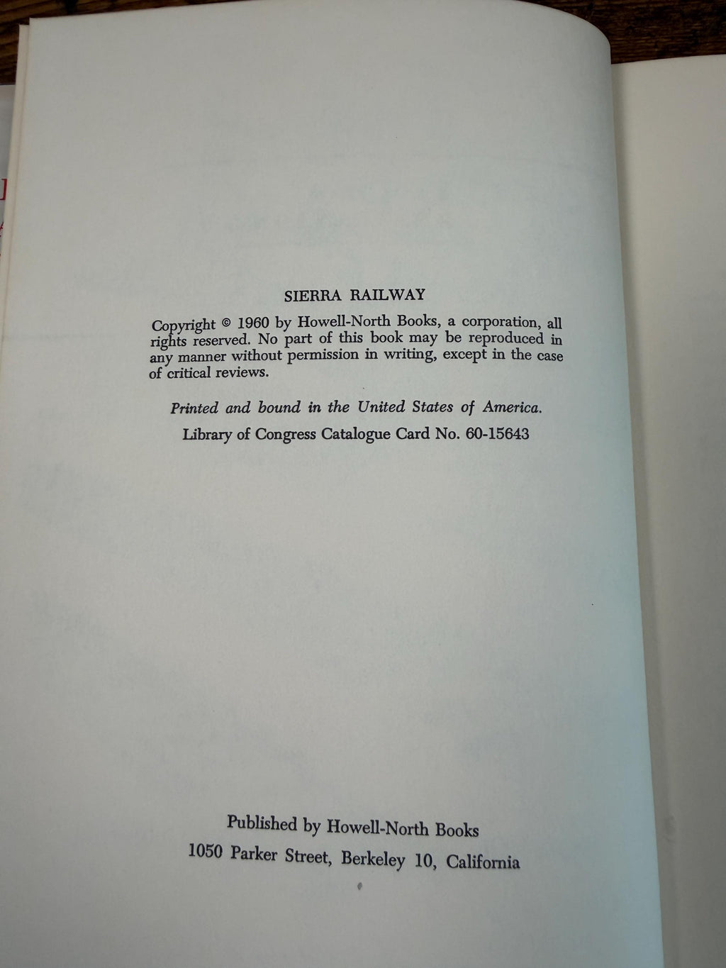 Sierra Railway by Dorothy Newell Deane | Hardcover 1960