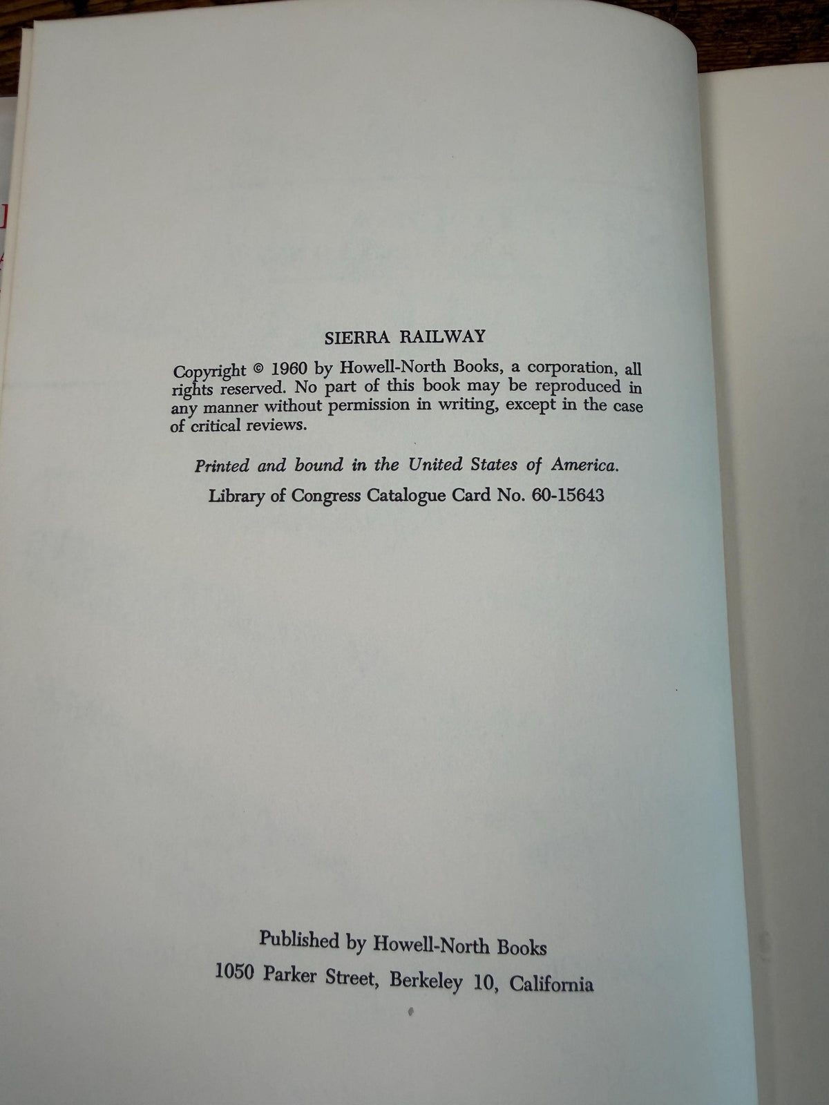 Sierra Railway by Dorothy Newell Deane | Hardcover 1960