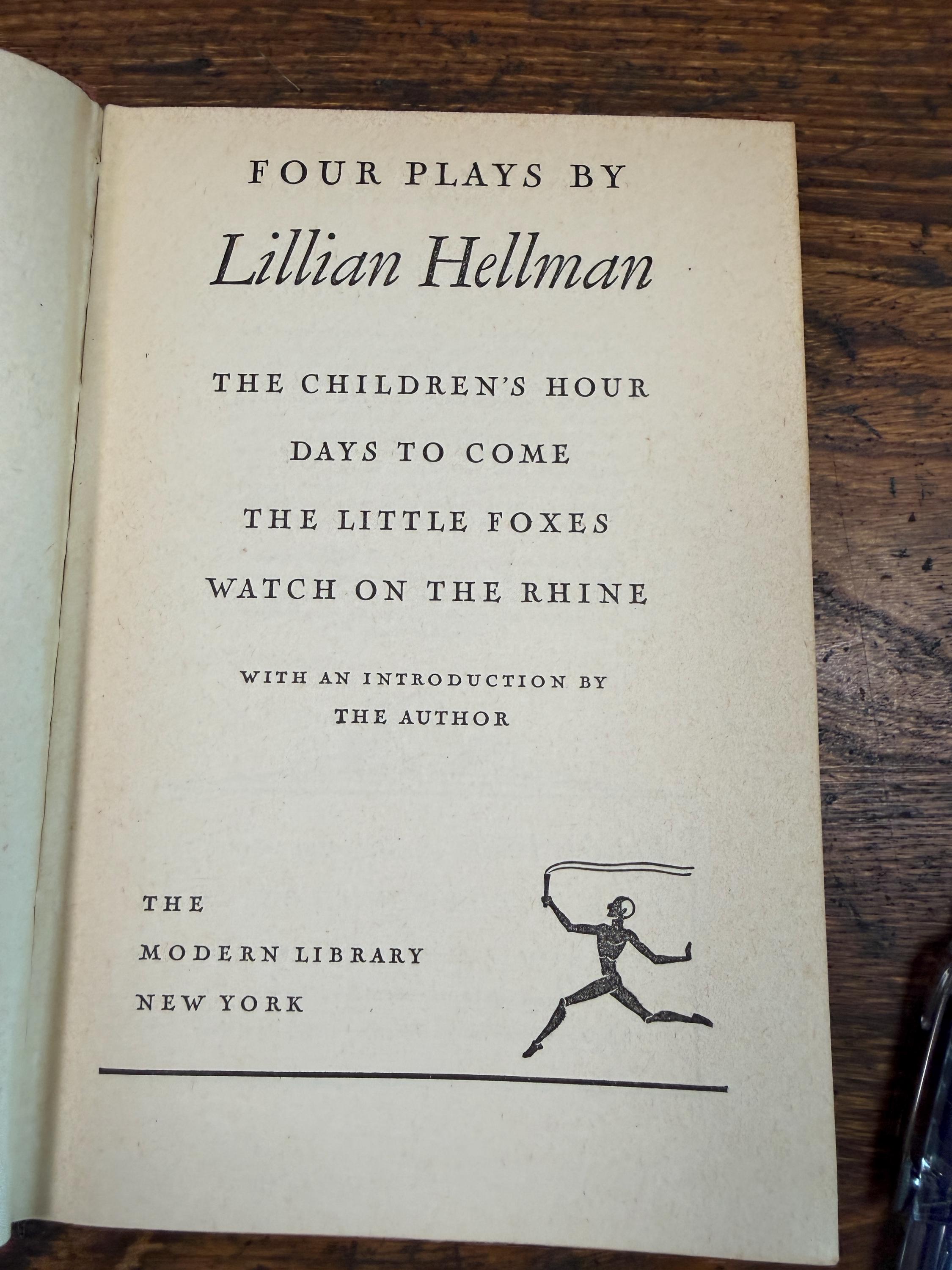 Four Plays by Lillian Hellman | Modern Library Hardcover 1942