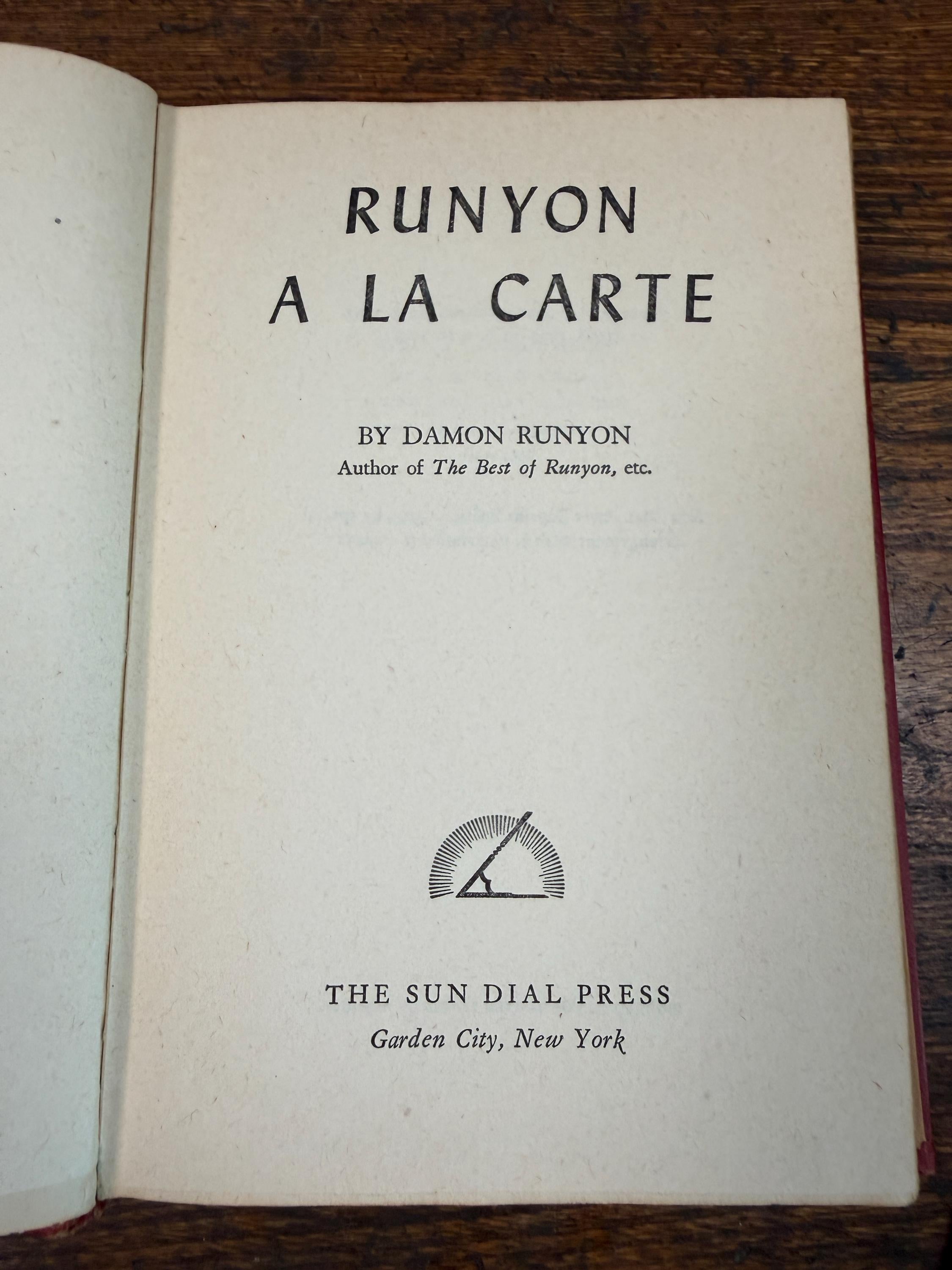 Runyon A La Carte by Damon Runyon | Hardcover 1945