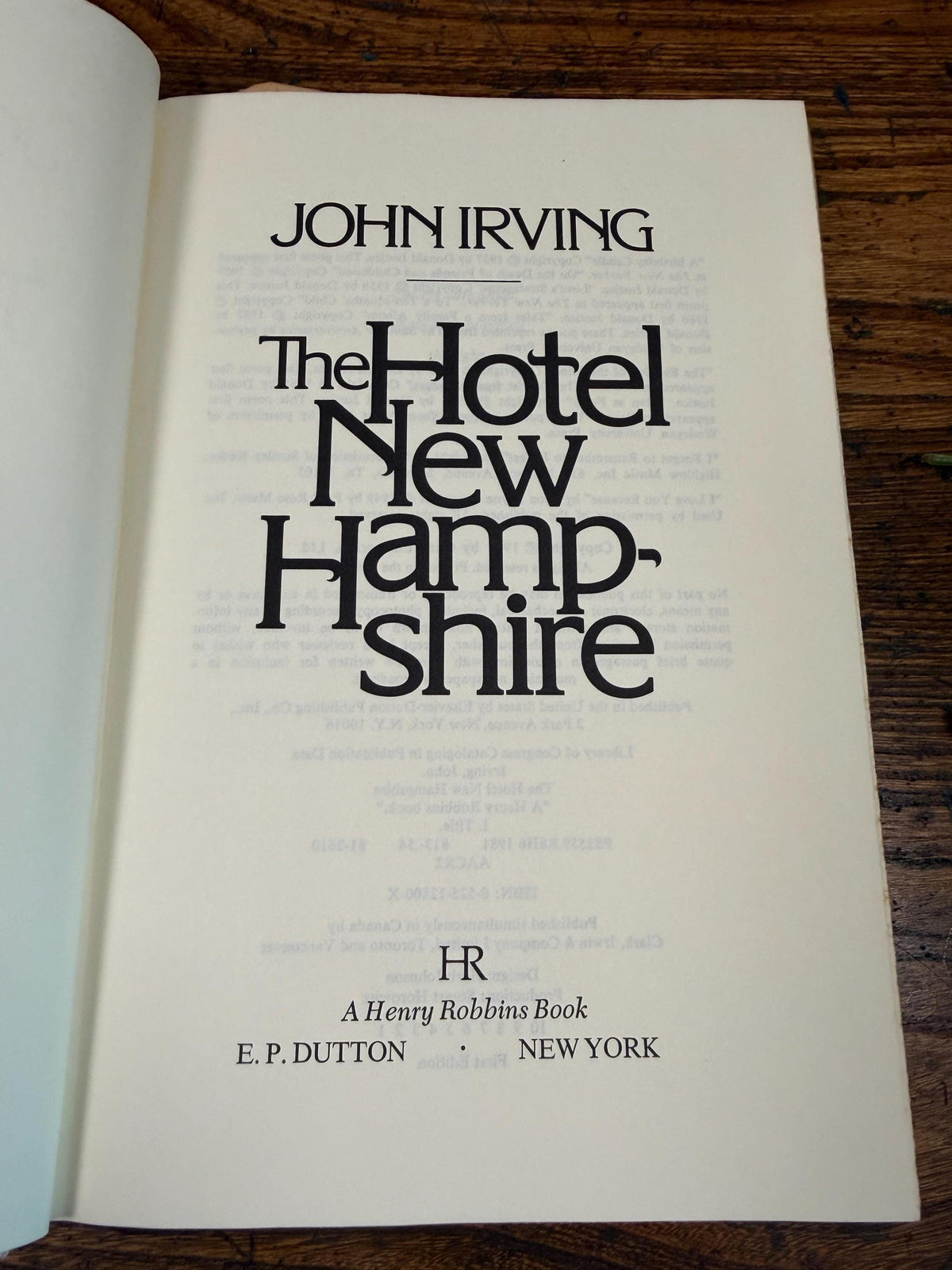 The Hotel New Hampshire by John Irving | First Edition Hardcover 1981