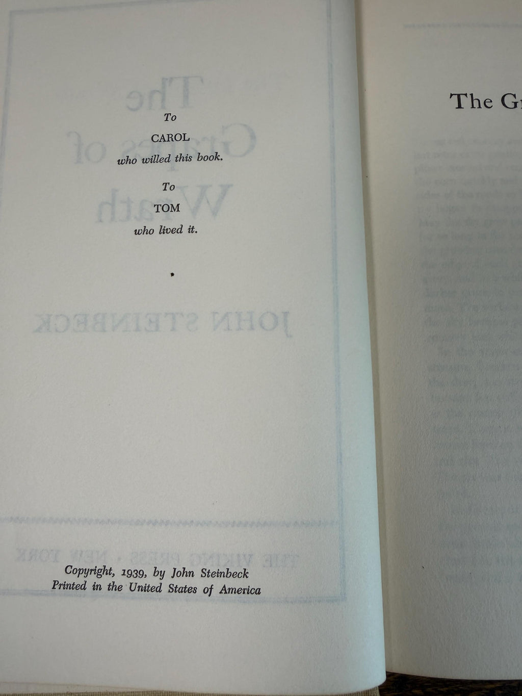 The Grapes of Wrath by John Steinbeck | Book Club Edition Hardcover 1939