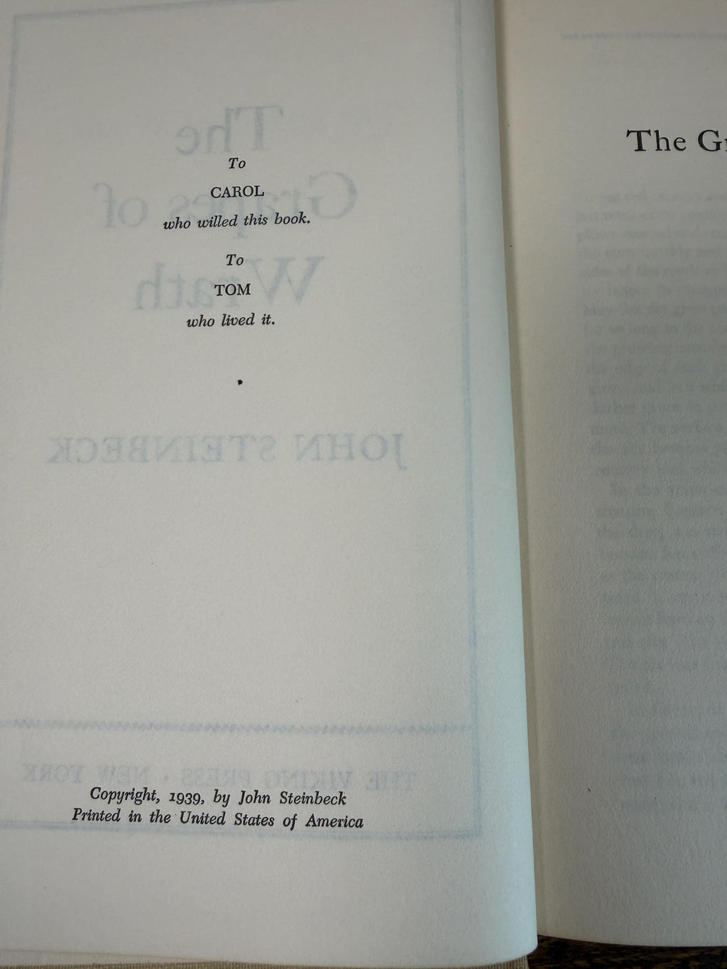 The Grapes of Wrath by John Steinbeck | Book Club Edition Hardcover 1939