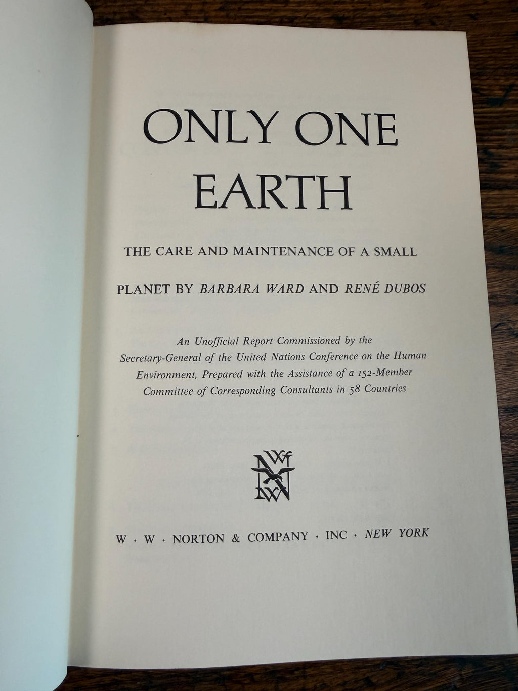 Only One Earth by Barbara Ward & René Dubos | First Edition Hardcover 1972