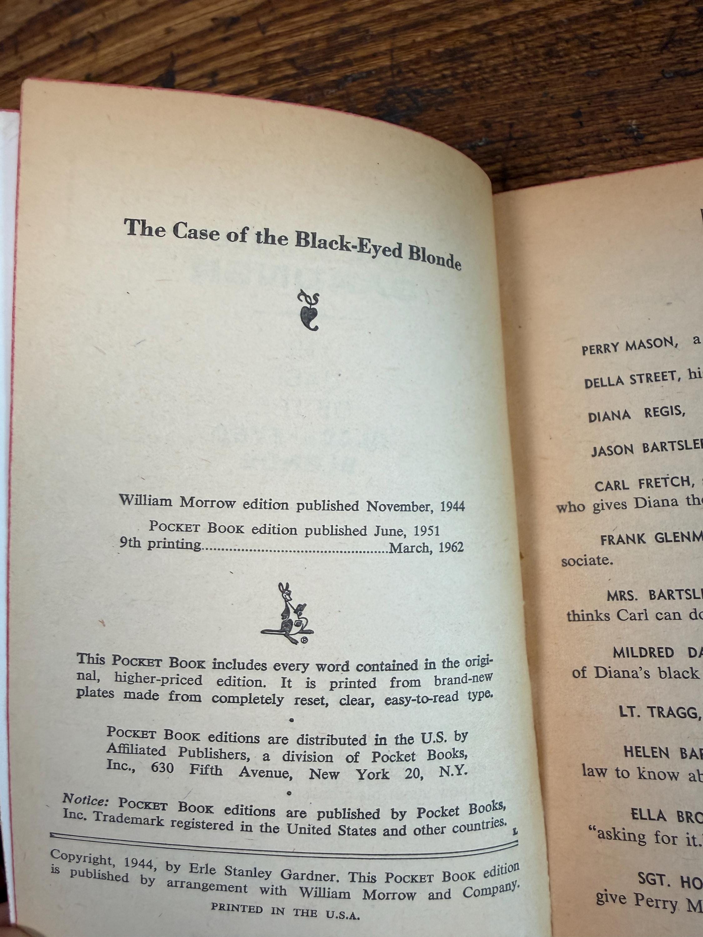 Perry Mason: The Case of the Black-Eyed Blonde by Erle Stanley Gardner | Paperback 1951