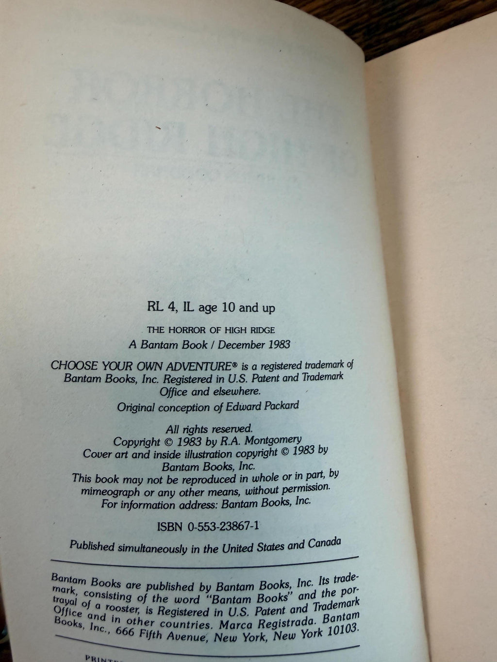 Choose Your Own Adventure #27: The Horror of High Ridge by Julius Goodman | Paperback 1983