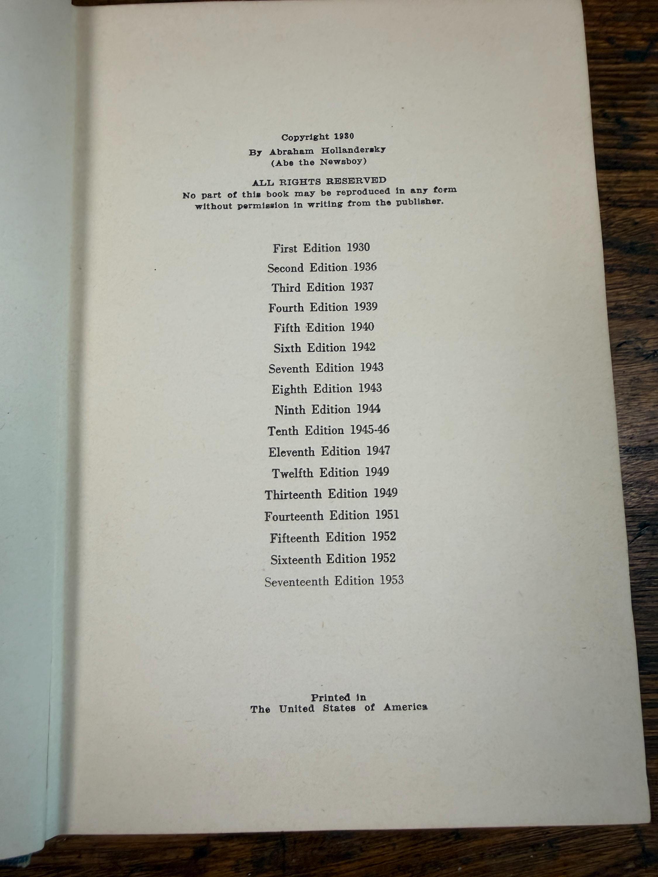 The Life of Abe by Abe Hollandersky | Hardcover Memoir 1953 Signed