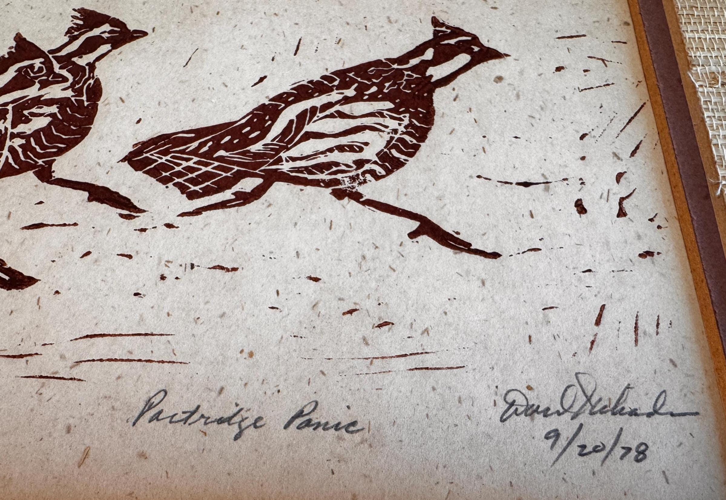 Partridge Panic & Kiawah Shells | 1978 Vintage Signed Block Prints Pair