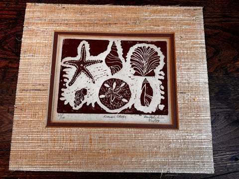 Partridge Panic & Kiawah Shells | 1978 Vintage Signed Block Prints Pair