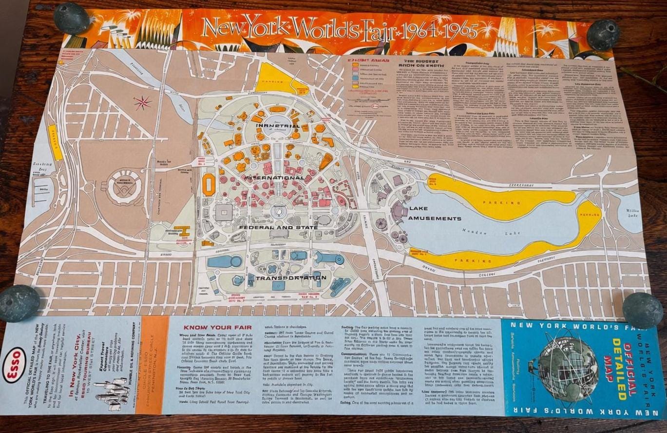 1964/1965 New York World’s Fair Esso Official Detailed Map