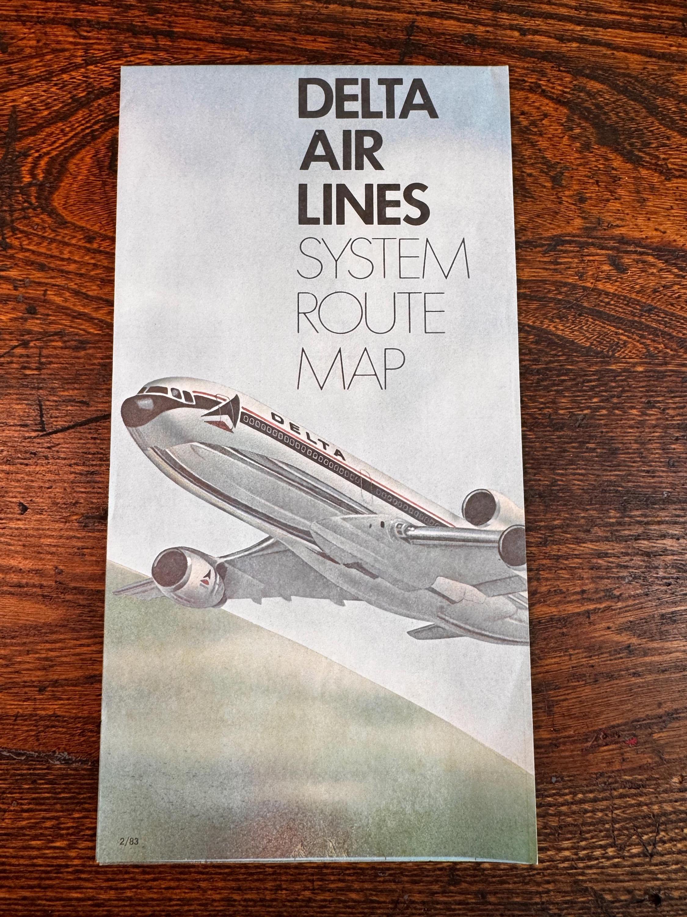 Vintage Airline Route Map Set – Delta Air Lines, American Airlines & United Air Lines