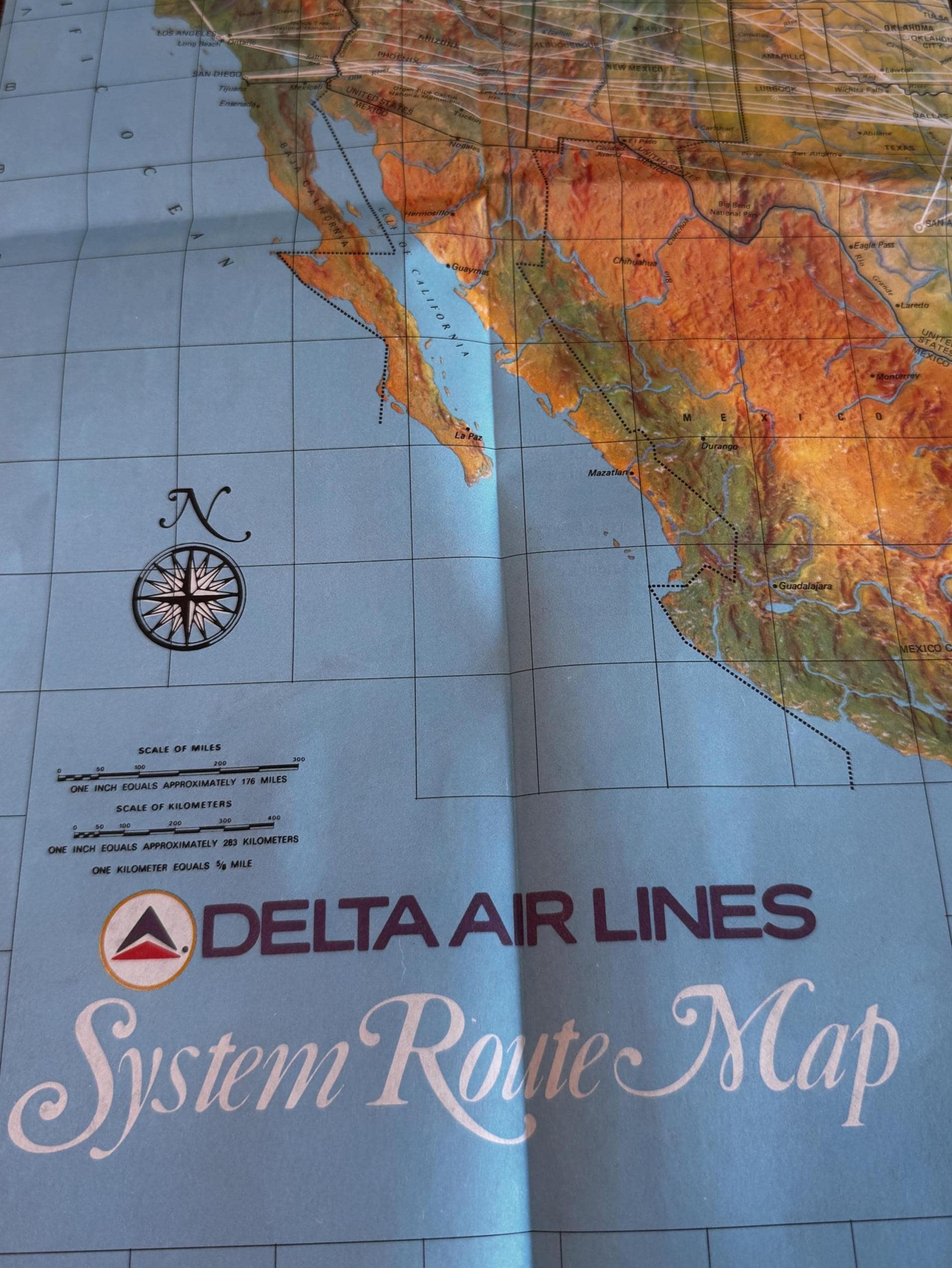 Vintage Airline Route Map Set – Delta Air Lines, American Airlines & United Air Lines