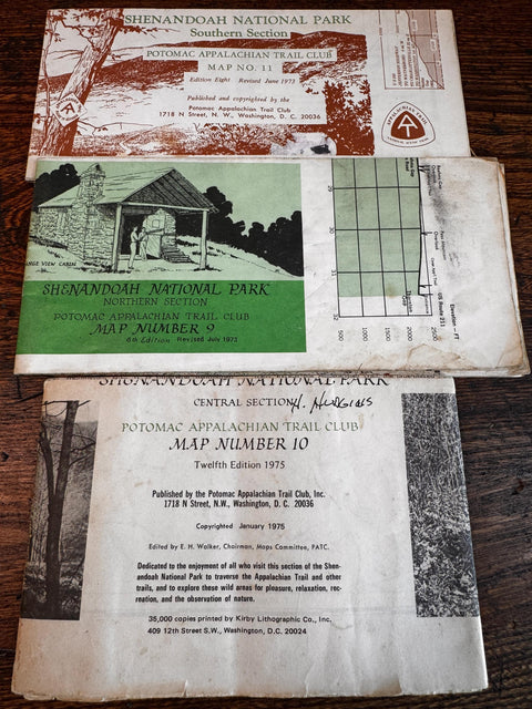Vintage Shenandoah National Park Map Set – PATC Maps 9, 10 & 11