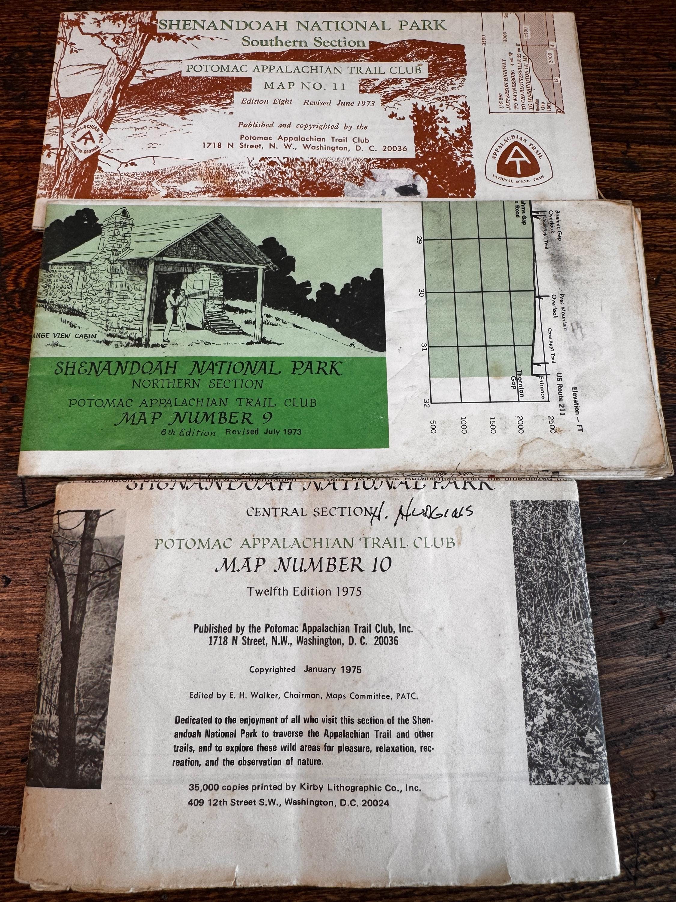 Vintage Shenandoah National Park Map Set – PATC Maps 9, 10 & 11