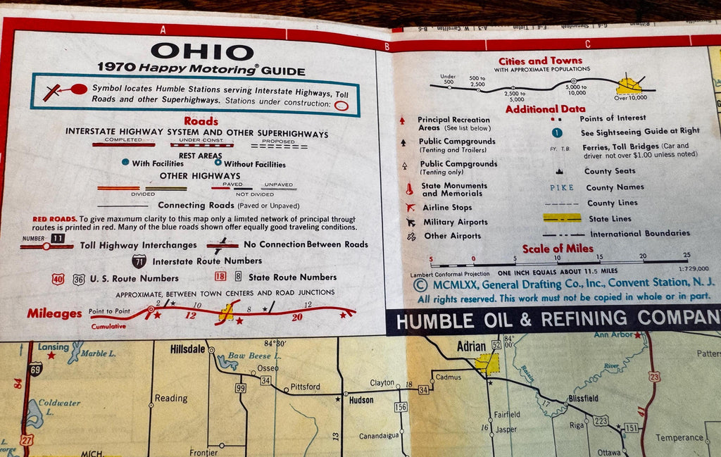 Vintage Road Map Lot – Ohio, Baltimore, DC, Pittsburgh, Idaho, Wyoming