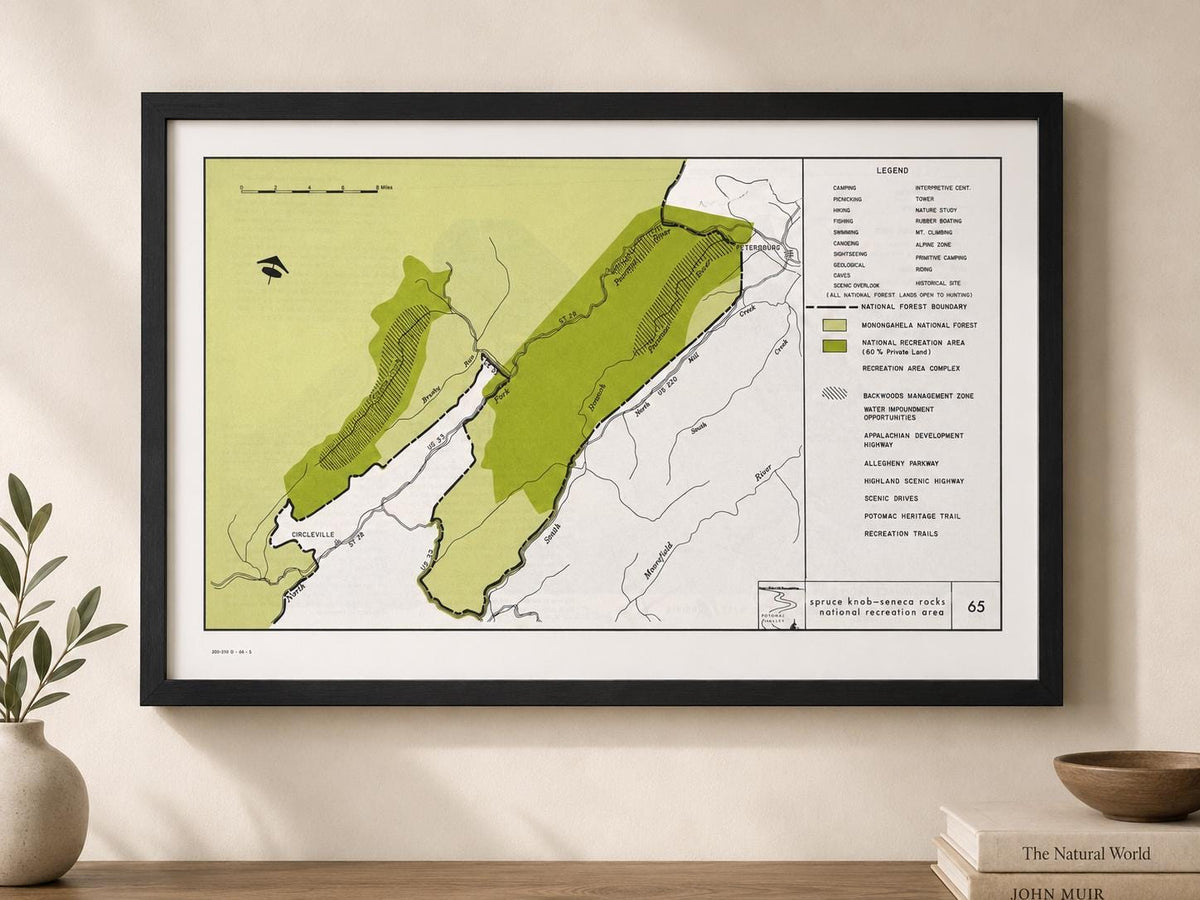 Vintage Seneca Rocks & Spruce Knob Map 1966 | Savage River Maryland West Virginia