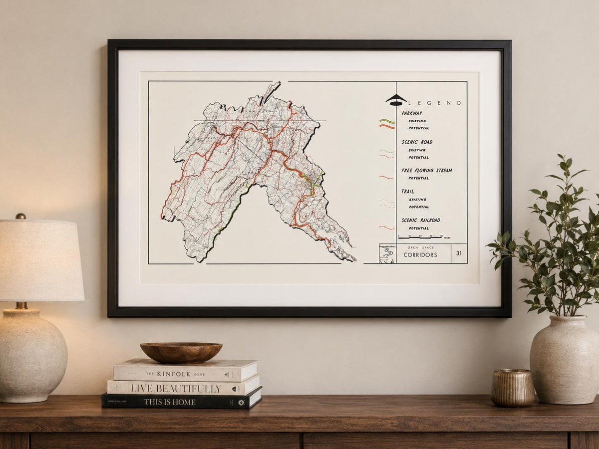 Vintage Potomac Valley Planning Map 1966 | Open Space Corridors