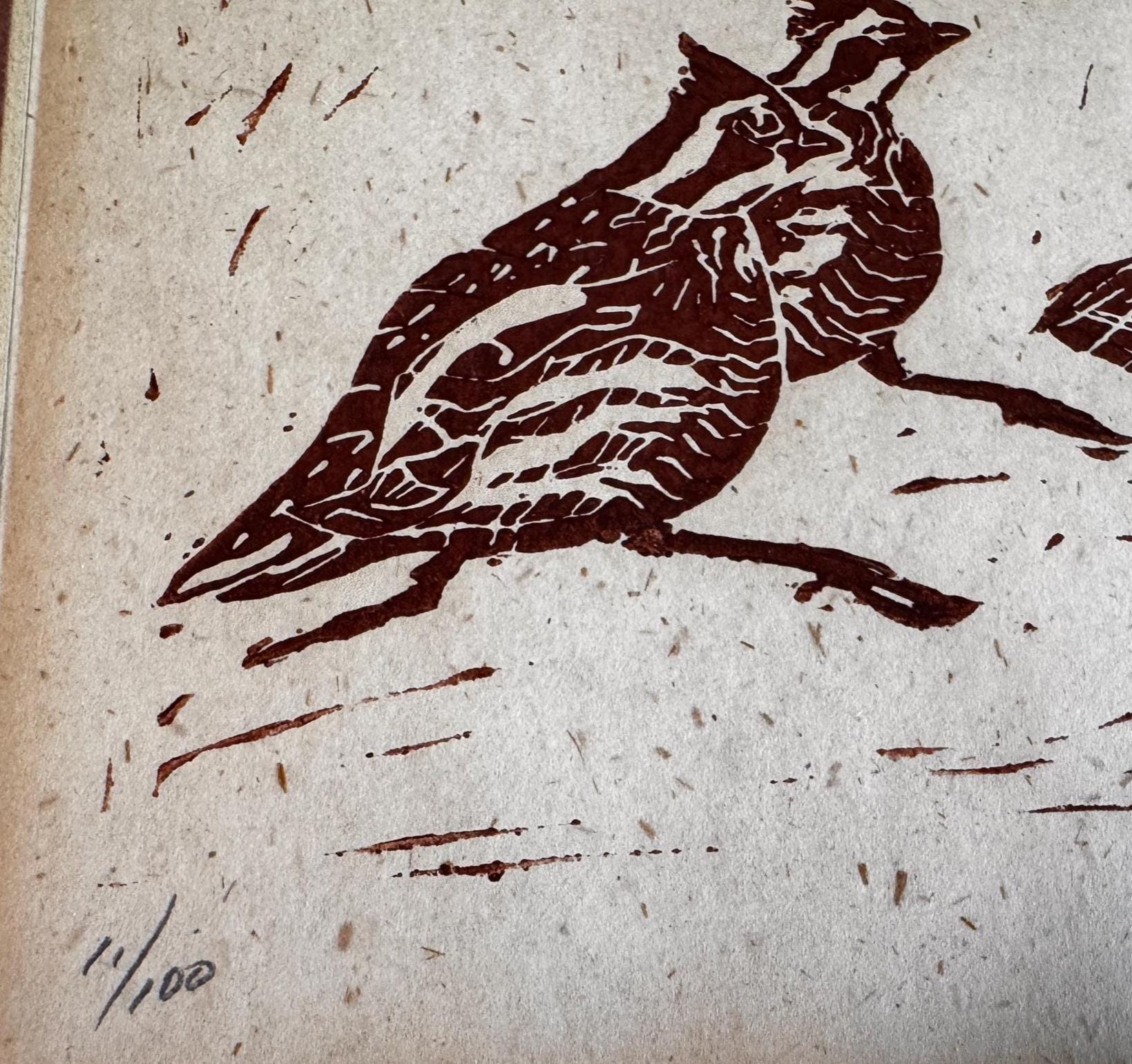 Partridge Panic & Kiawah Shells | 1978 Vintage Signed Block Prints Pair