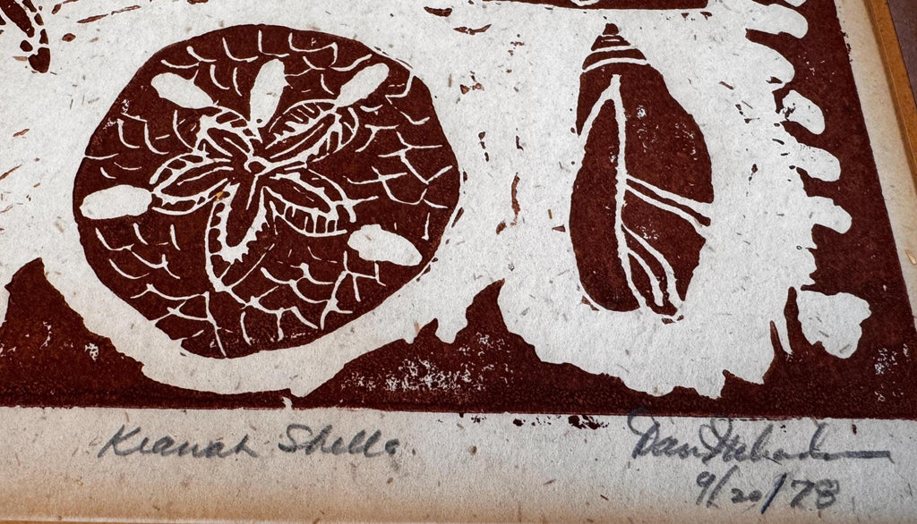 Partridge Panic & Kiawah Shells | 1978 Vintage Signed Block Prints Pair