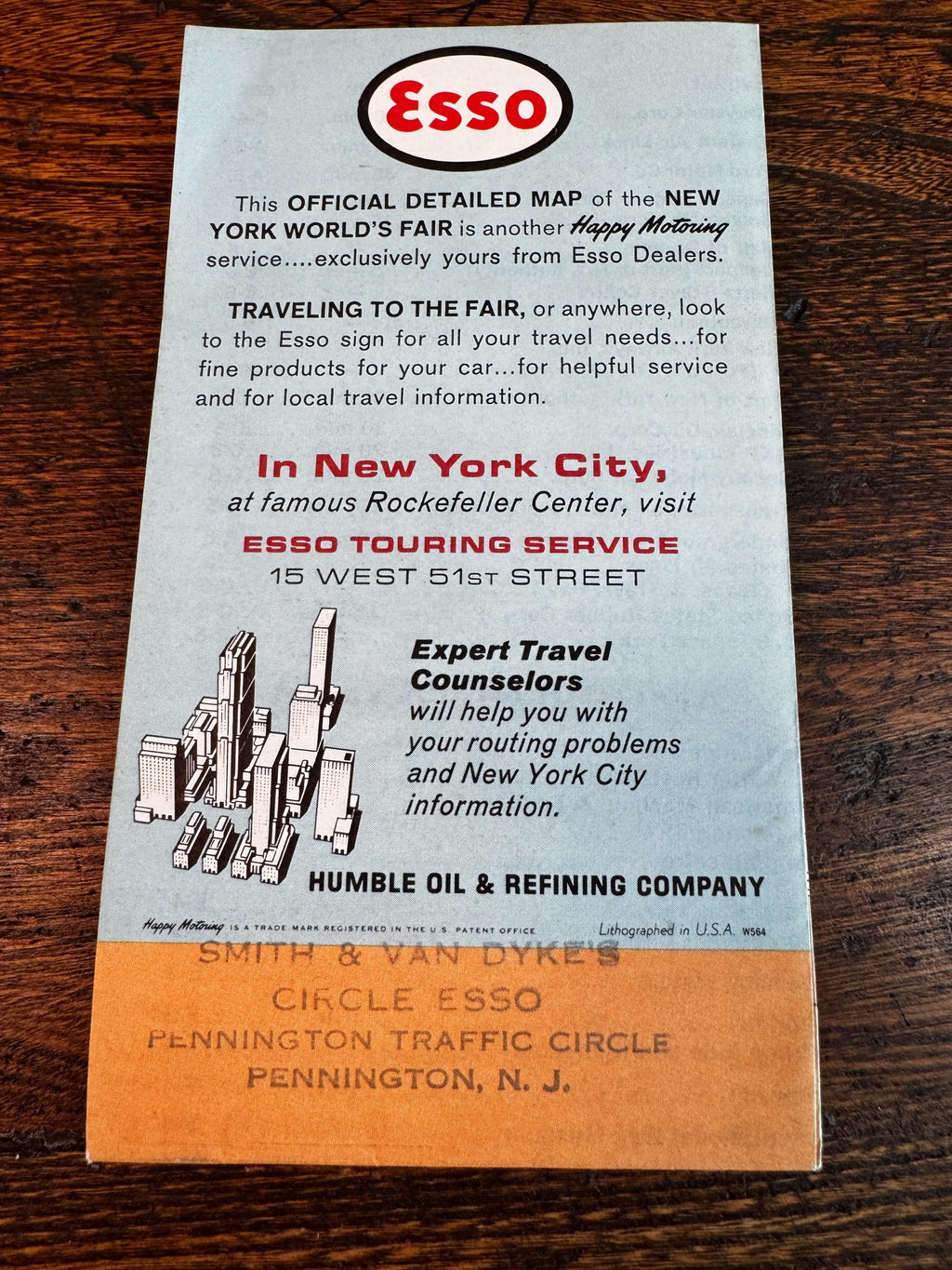 1964/1965 New York World’s Fair Esso Official Detailed Map