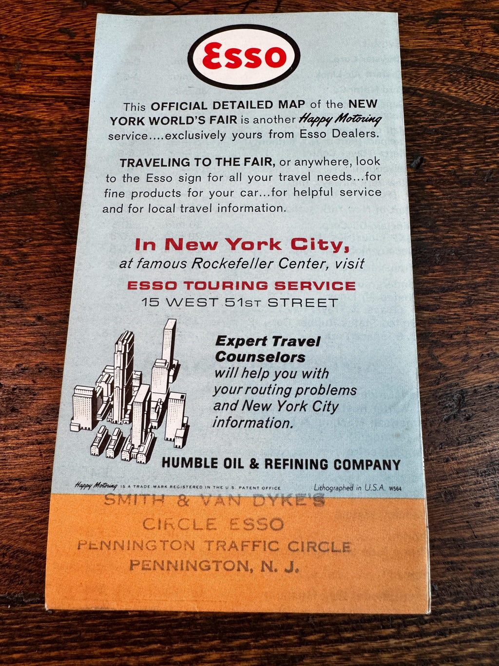 1964/1965 New York World’s Fair Esso Official Detailed Map