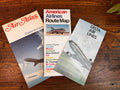 Vintage Airline Route Map Set – Delta Air Lines, American Airlines & United Air Lines