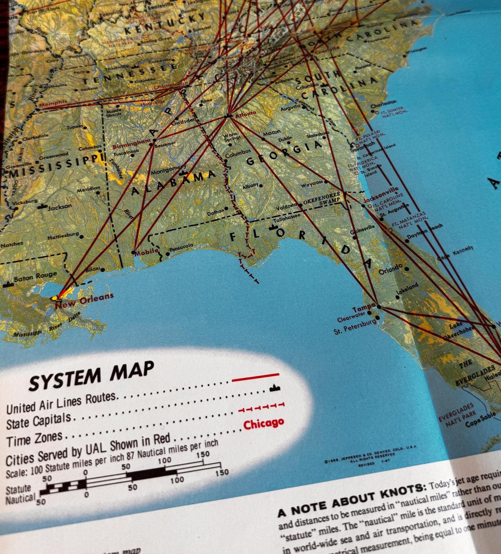 Vintage Airline Route Map Set – Delta Air Lines, American Airlines & United Air Lines