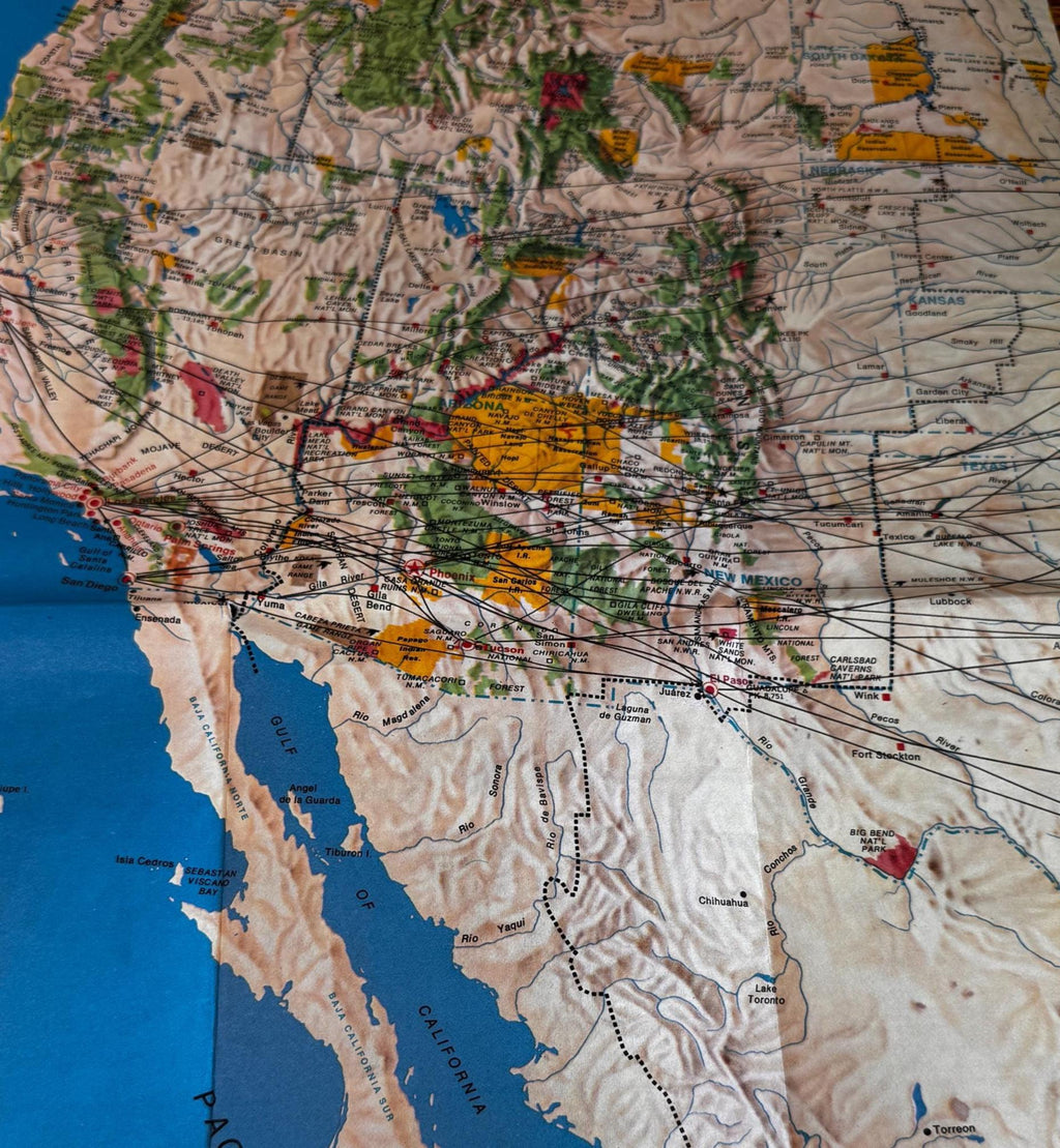 Vintage Airline Route Map Set – Delta Air Lines, American Airlines & United Air Lines