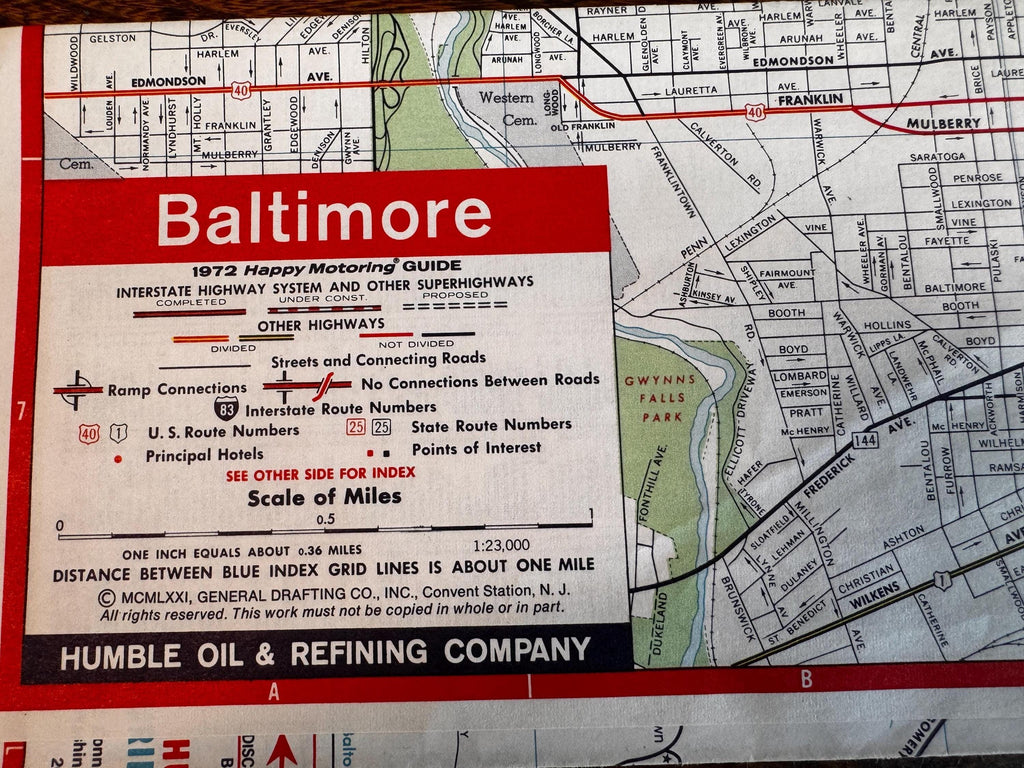 Vintage Road Map Lot – Ohio, Baltimore, DC, Pittsburgh, Idaho, Wyoming